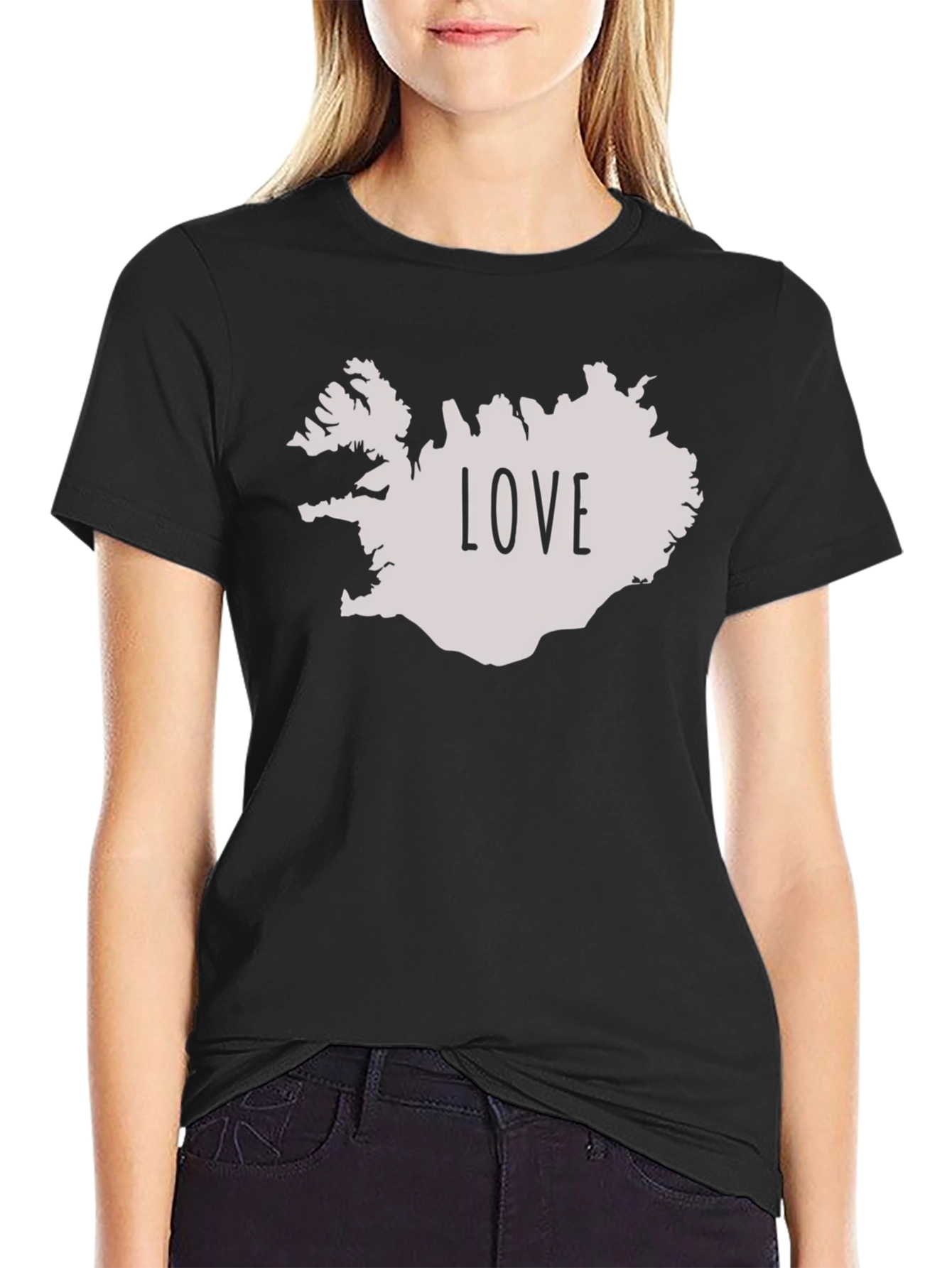Iceland Love Graphic Tee - Black Casual Shirt