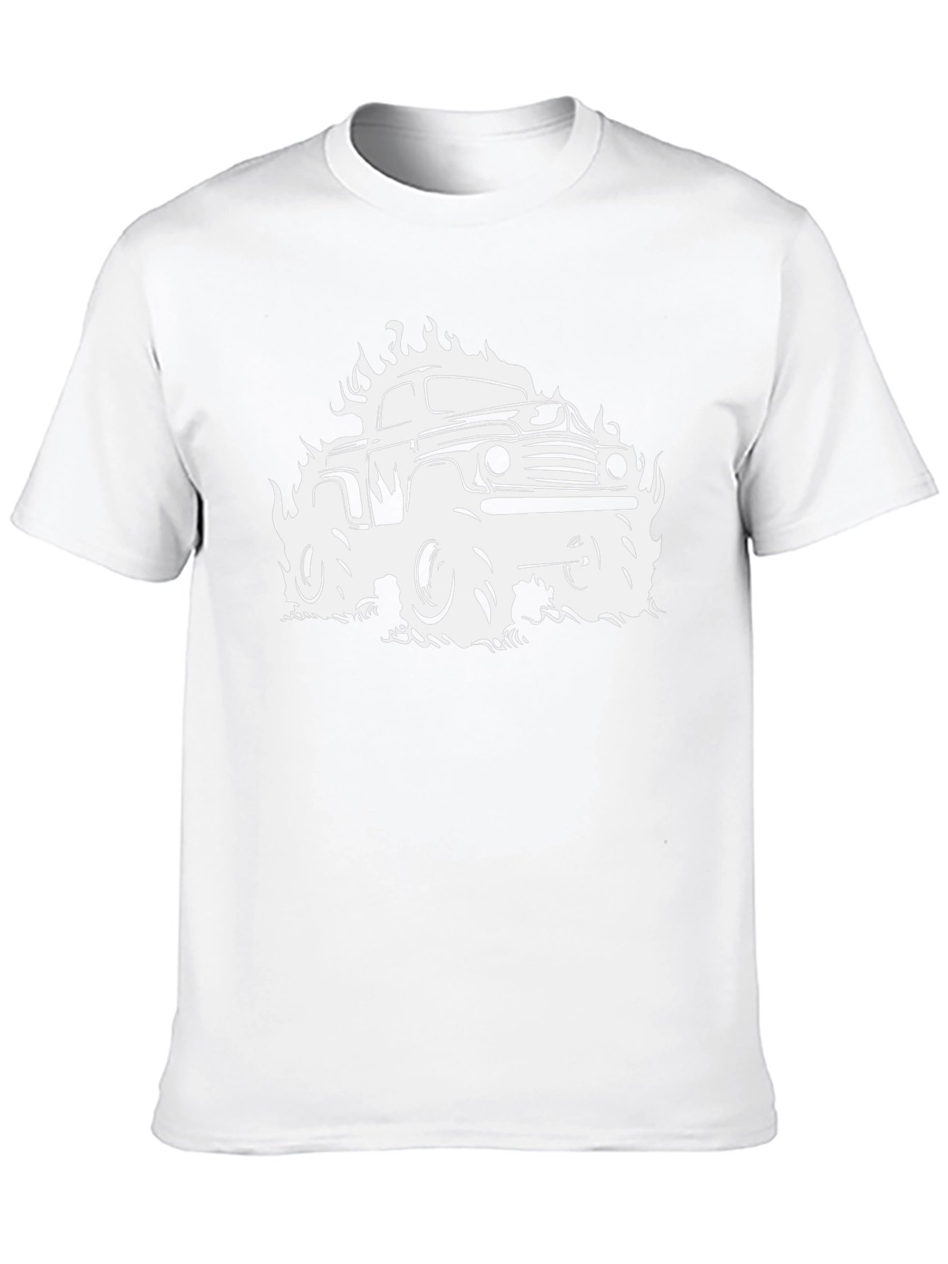 Flaming Truck Graphic Tee - Black Cotton T-Shirt