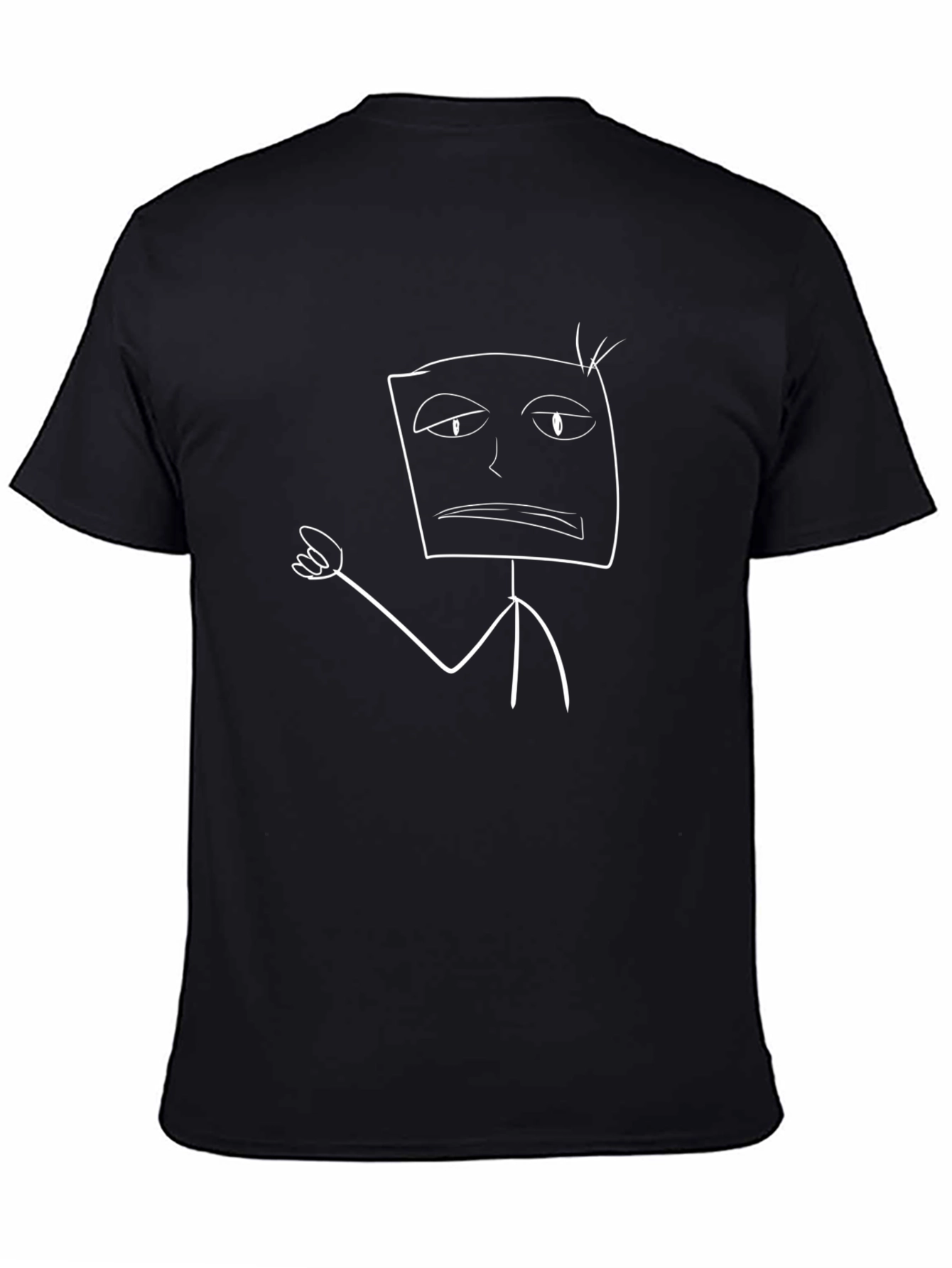 Mens Black T-Shirt with Funny Stick Figure Print