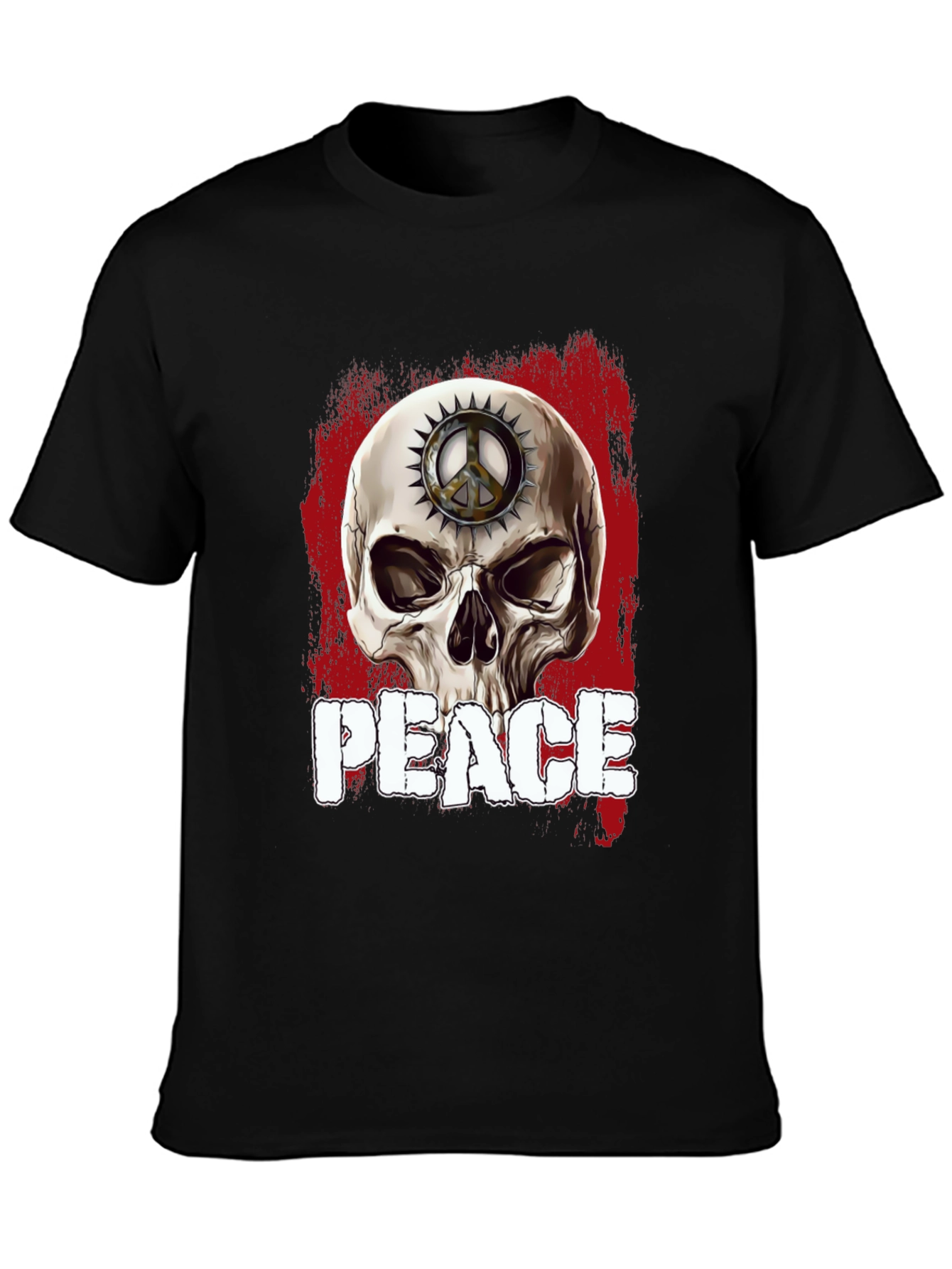 Skull Peace Sign Graphic T-Shirt