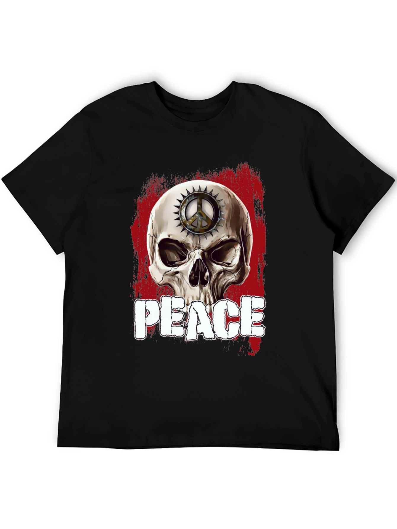 Skull Peace Sign Graphic T-Shirt