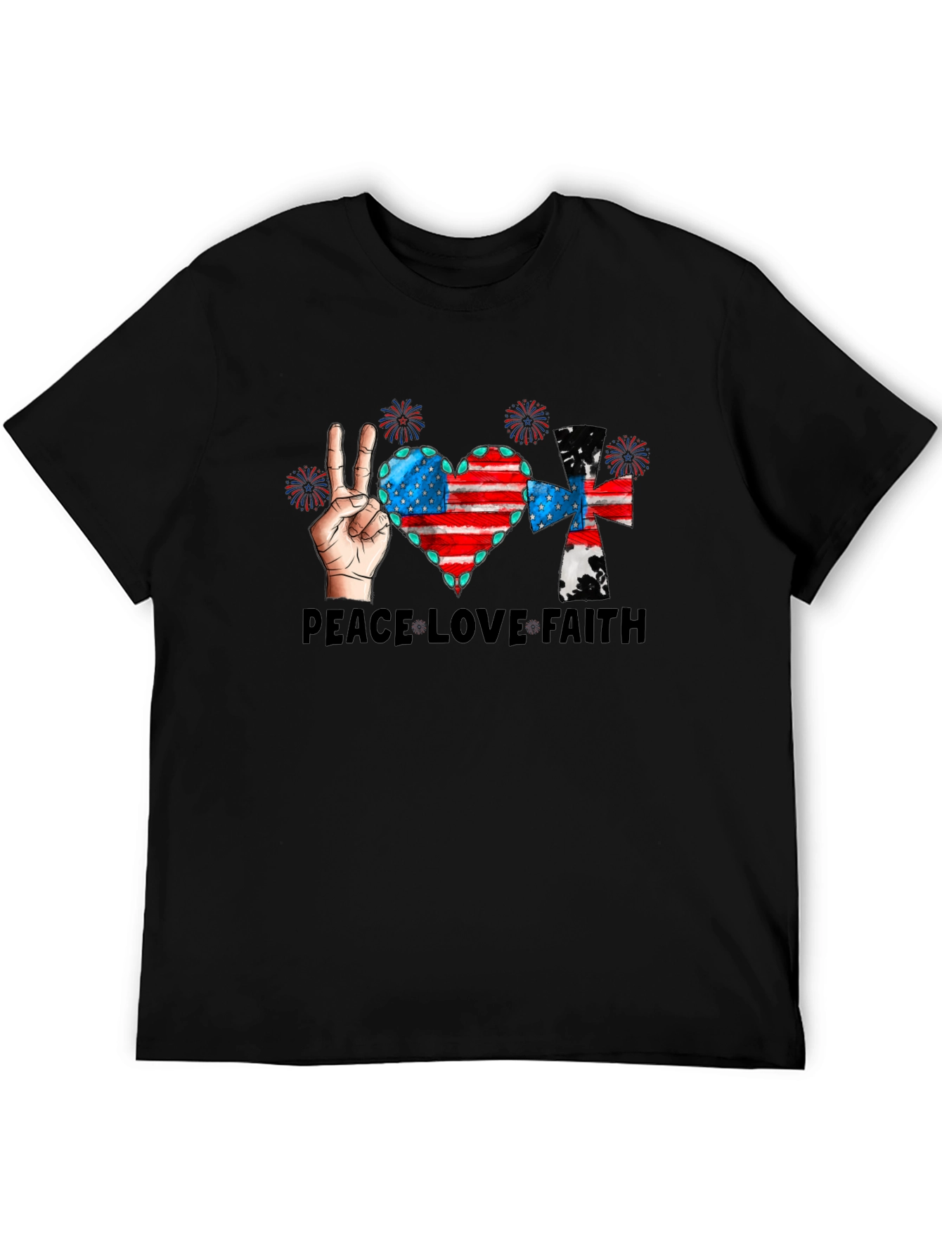 Patriotic Peace Love Faith Graphic Tee