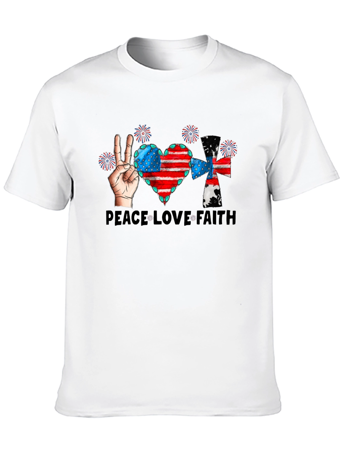 Patriotic Peace Love Faith Graphic Tee