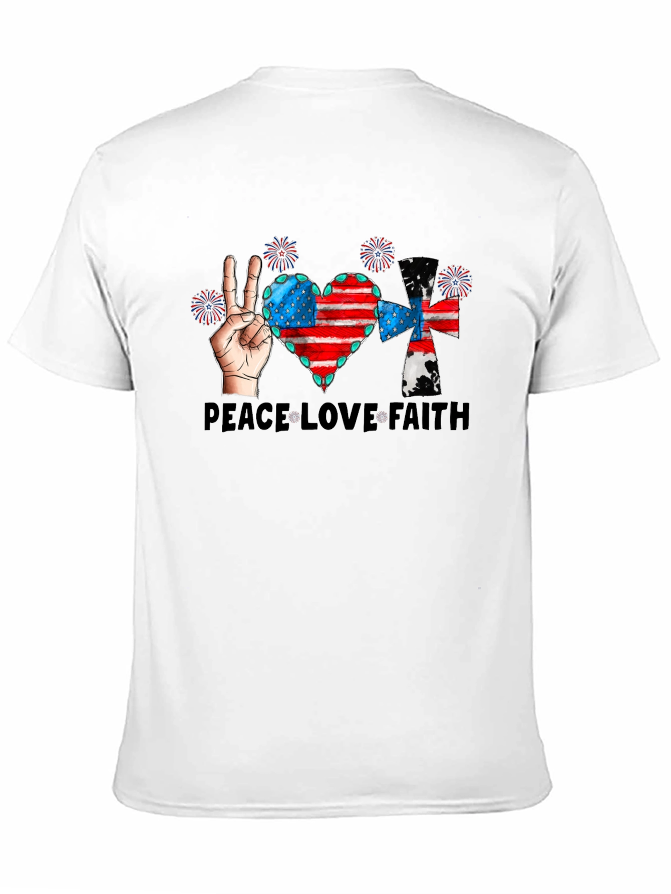 Patriotic Peace Love Faith Graphic Tee