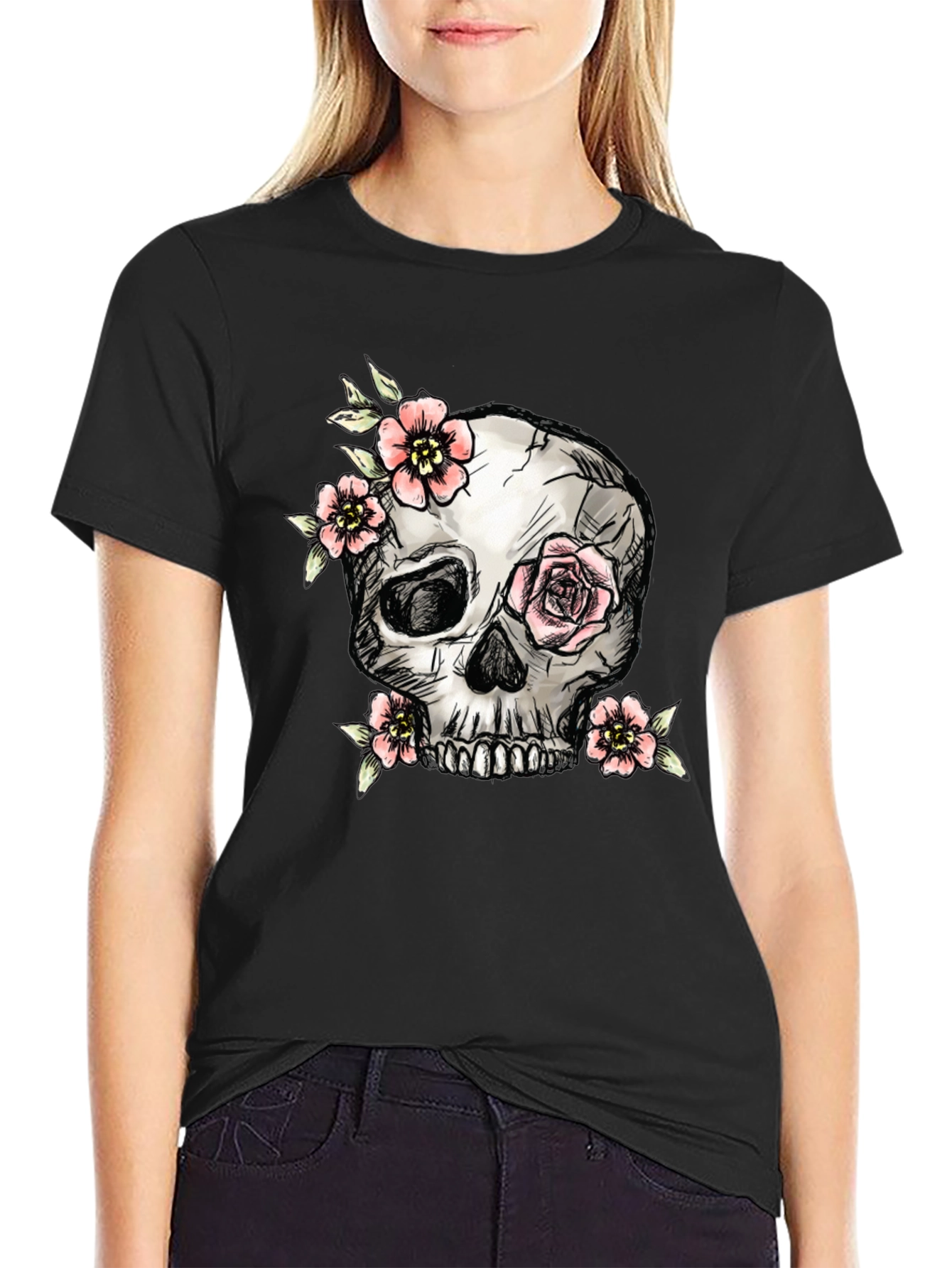 Skull & Floral T-Shirt - Graphic Tee