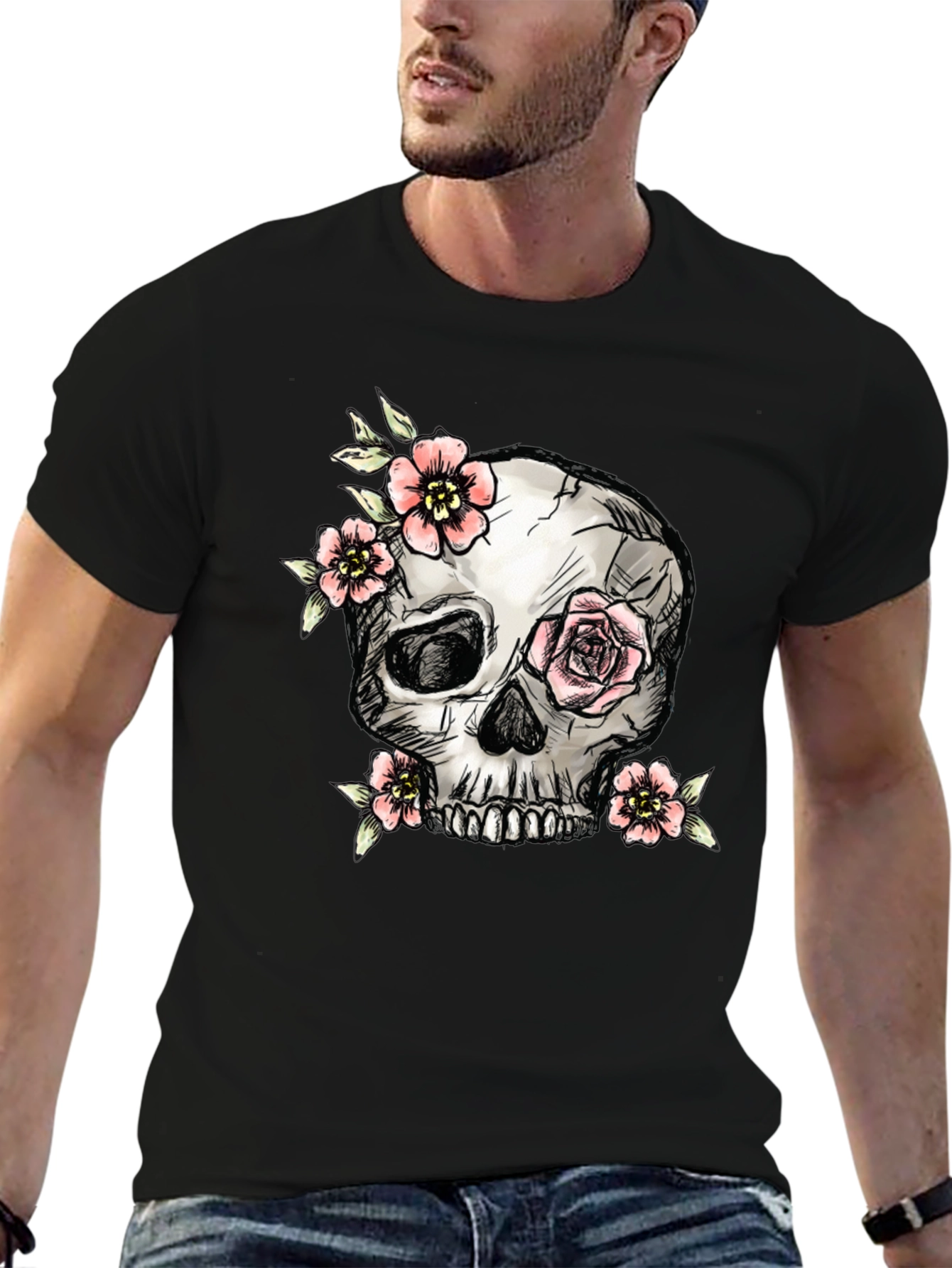 Skull & Floral T-Shirt - Graphic Tee