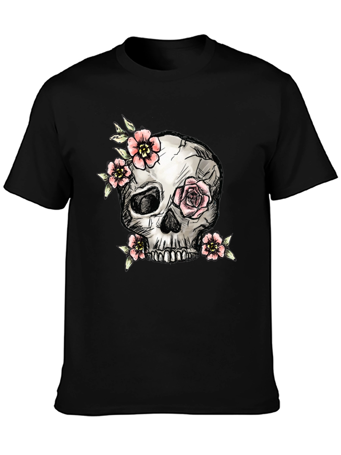 Skull & Floral T-Shirt - Graphic Tee