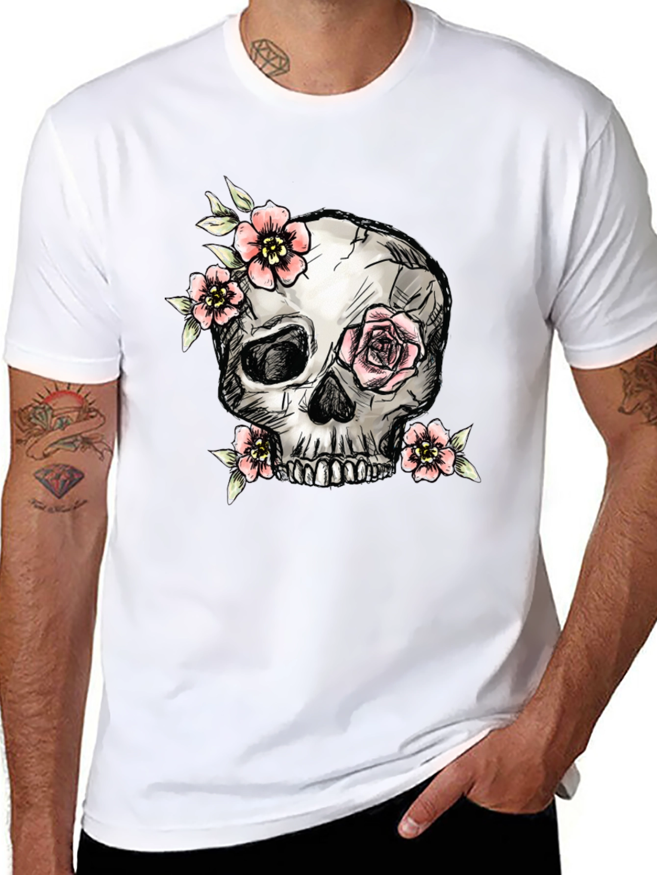 Skull & Floral T-Shirt - Graphic Tee