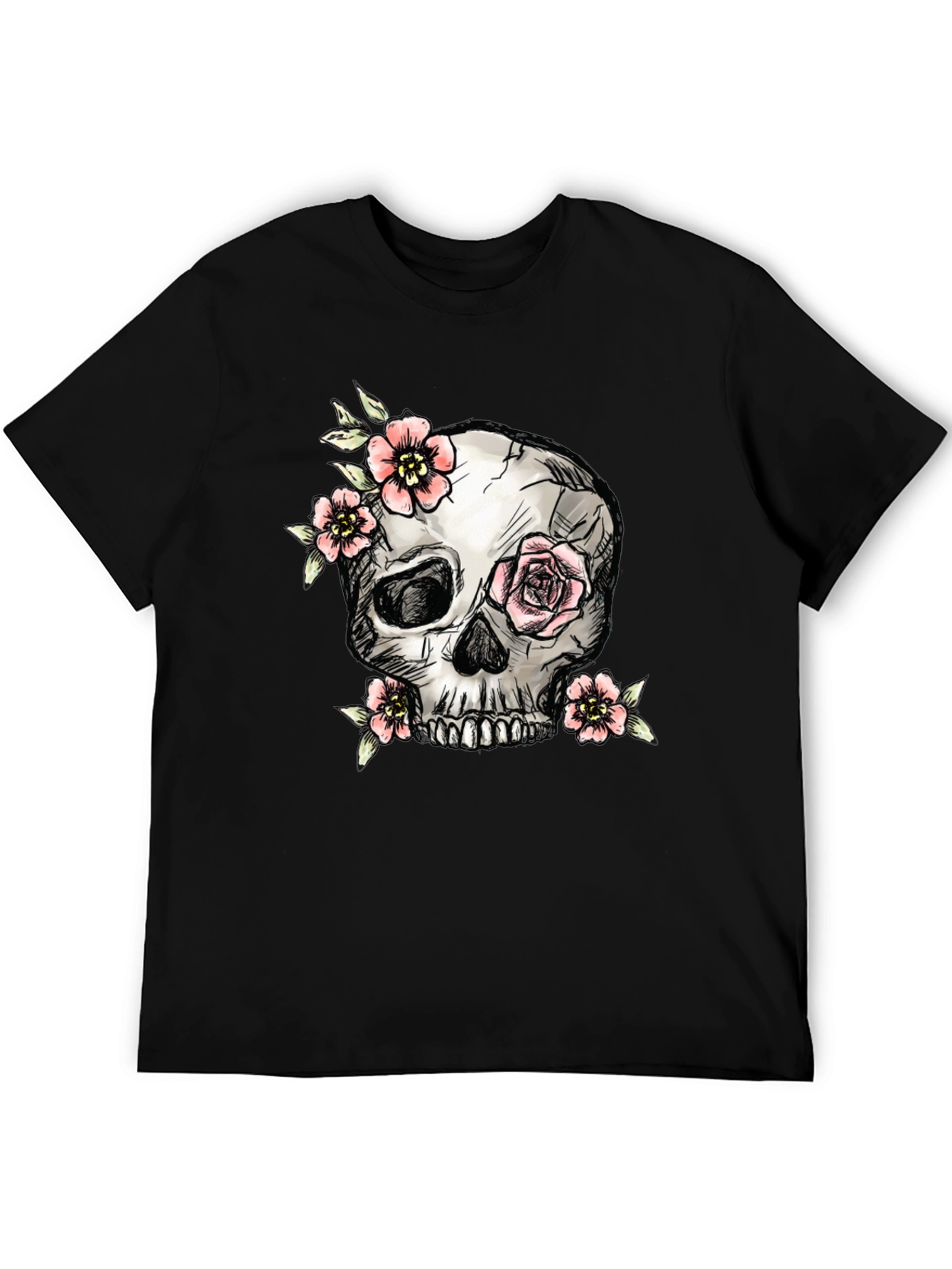 Skull & Floral T-Shirt - Graphic Tee