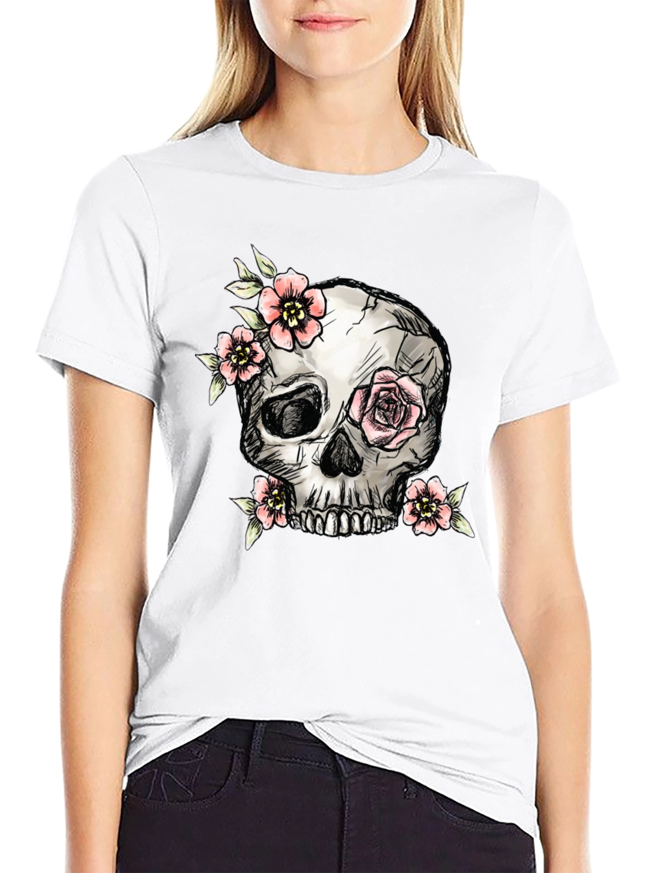 Skull & Floral T-Shirt - Graphic Tee