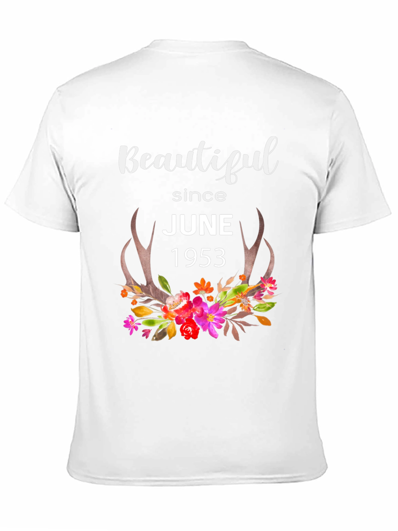 Beautiful Since June 1953 Floral Antler T-Shirt
