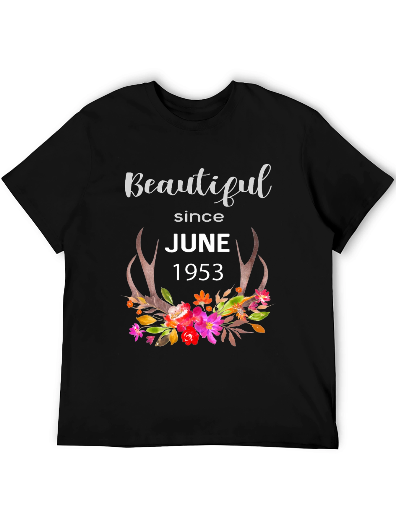 Beautiful Since June 1953 Floral Antler T-Shirt