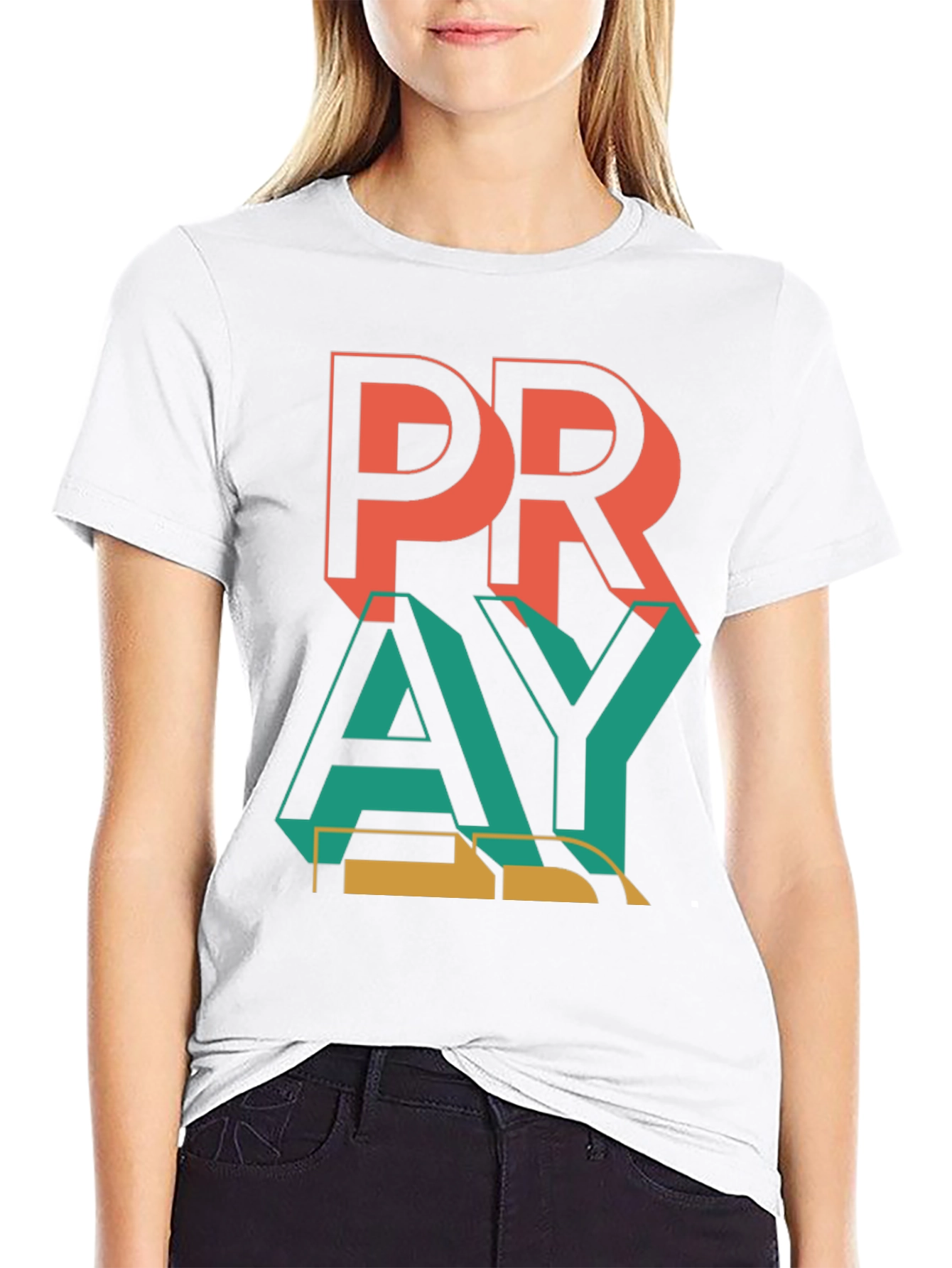 Pray Graphic Print Black T-Shirt