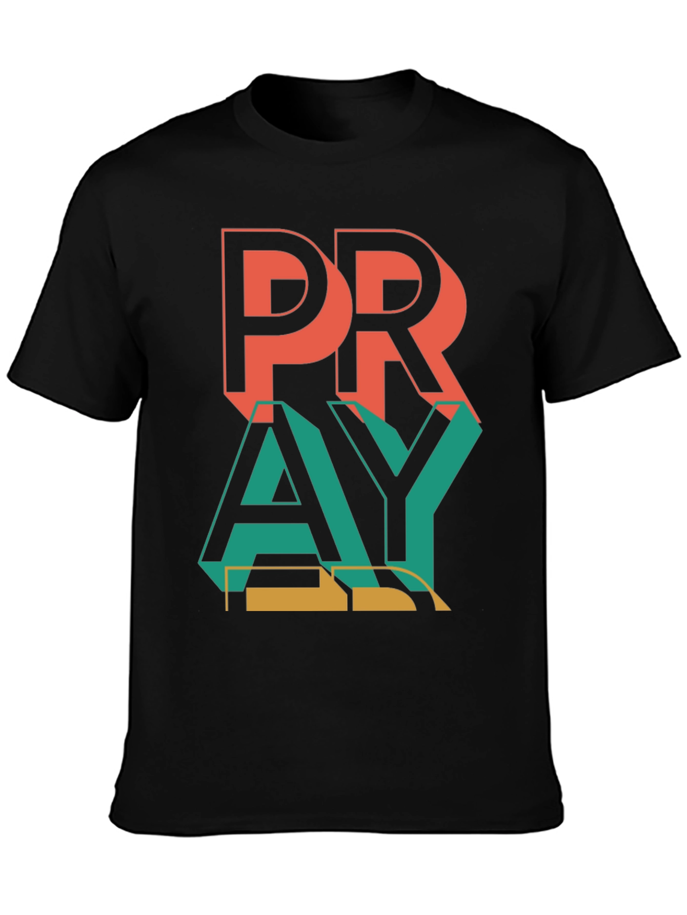 Pray Graphic Print Black T-Shirt