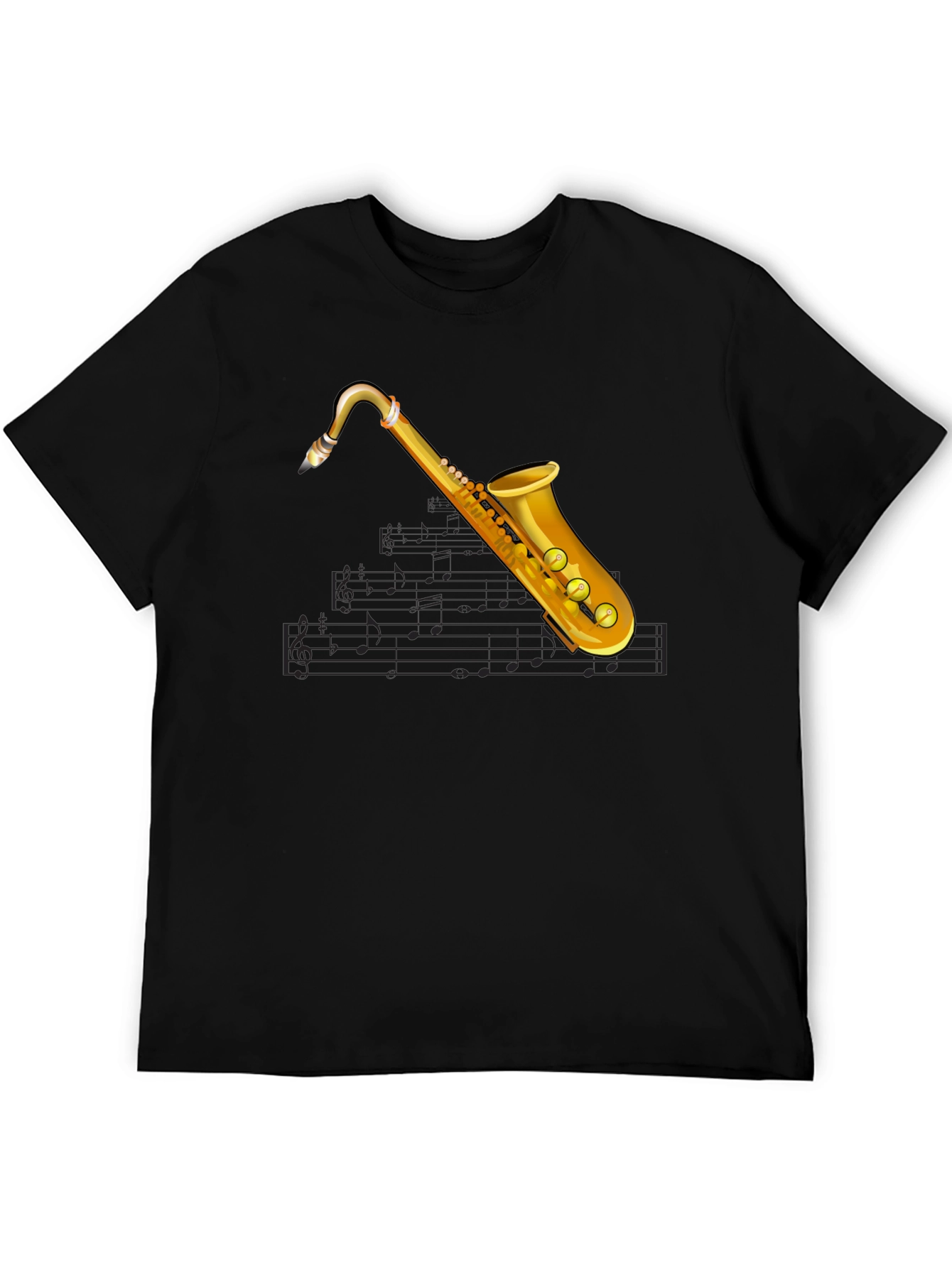 Saxophone Music T-Shirt - Black Cotton Tee