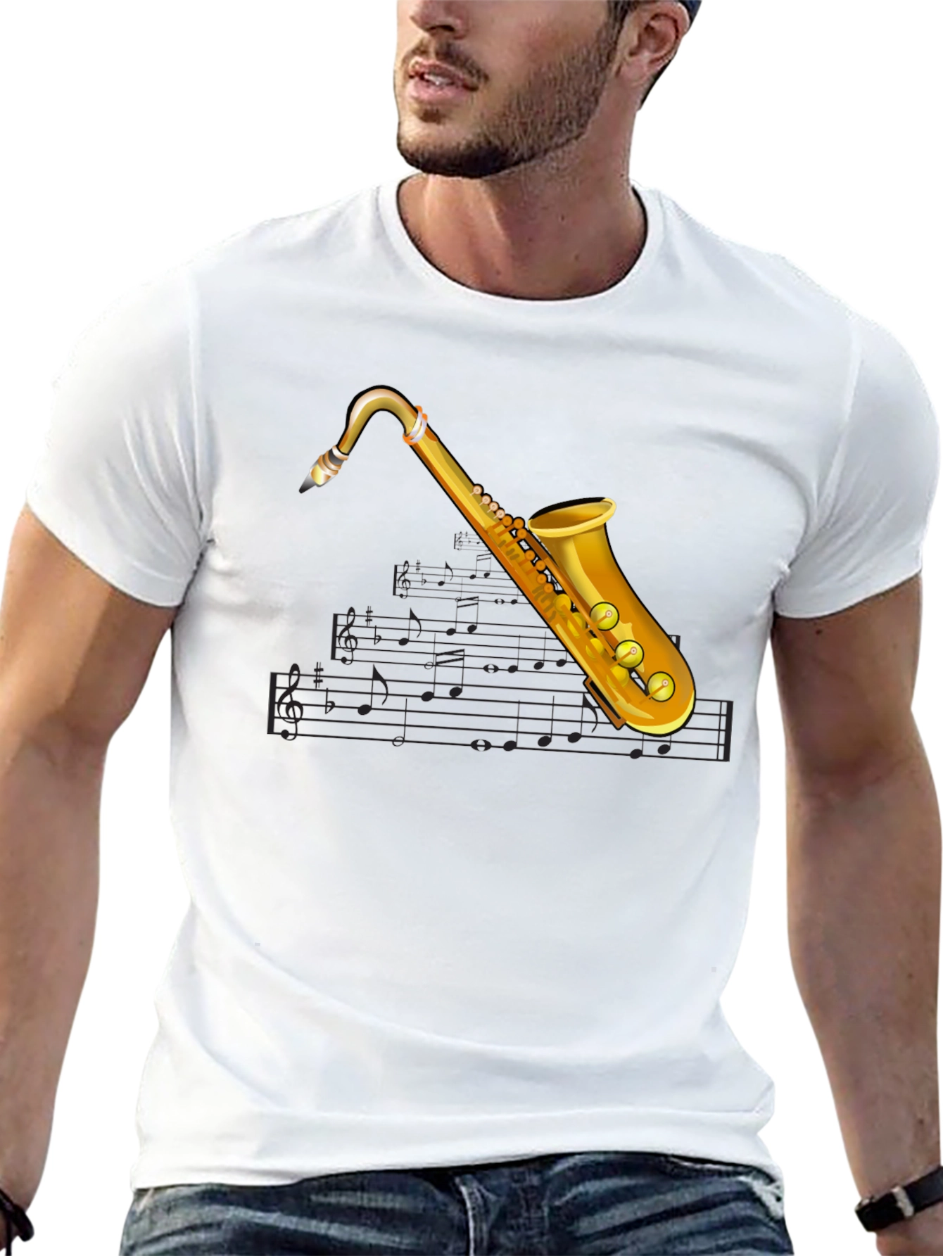 Saxophone Music T-Shirt - Black Cotton Tee