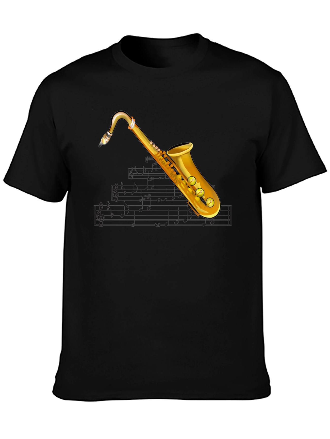 Saxophone Music T-Shirt - Black Cotton Tee