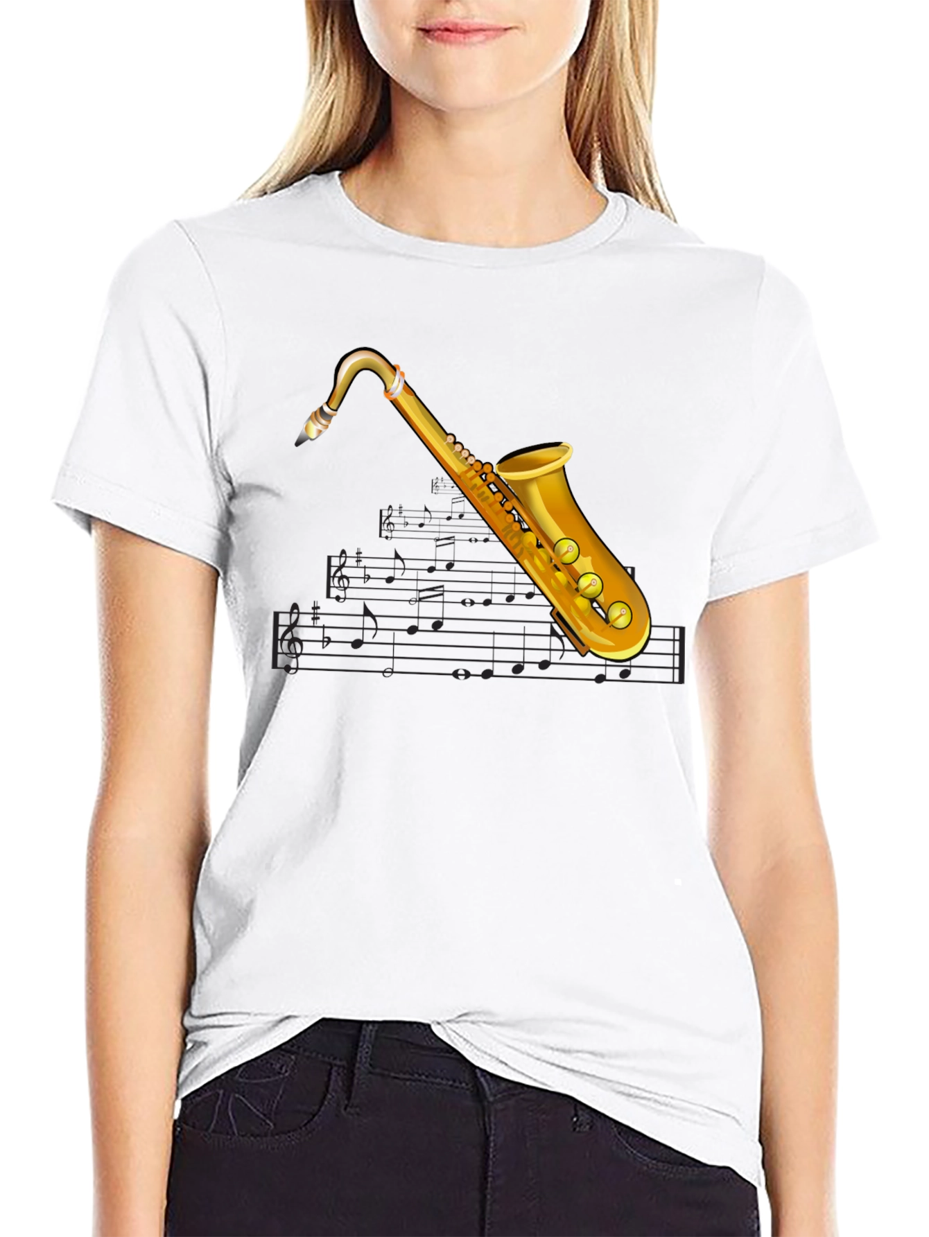 Saxophone Music T-Shirt - Black Cotton Tee