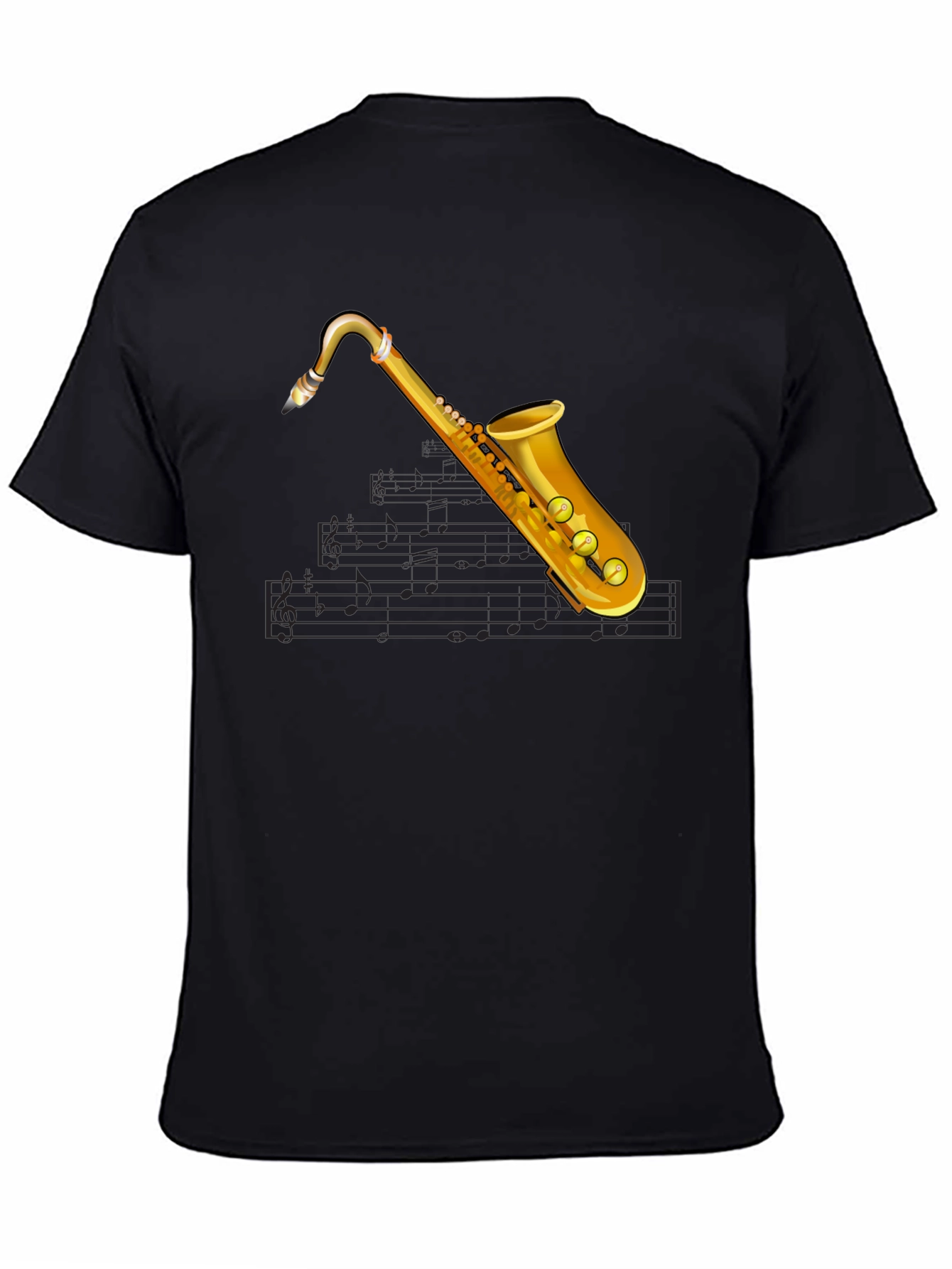 Saxophone Music T-Shirt - Black Cotton Tee