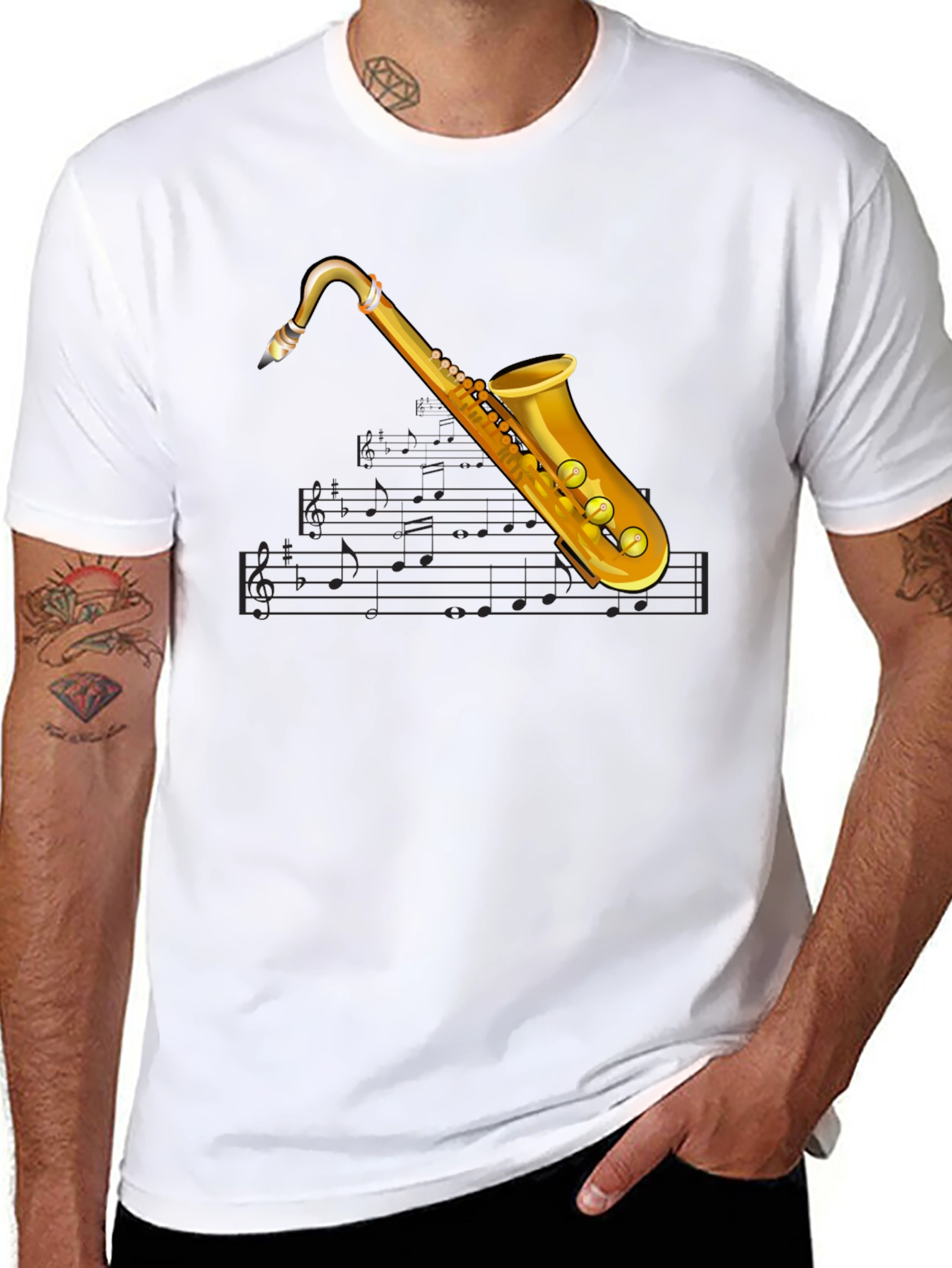 Saxophone Music T-Shirt - Black Cotton Tee