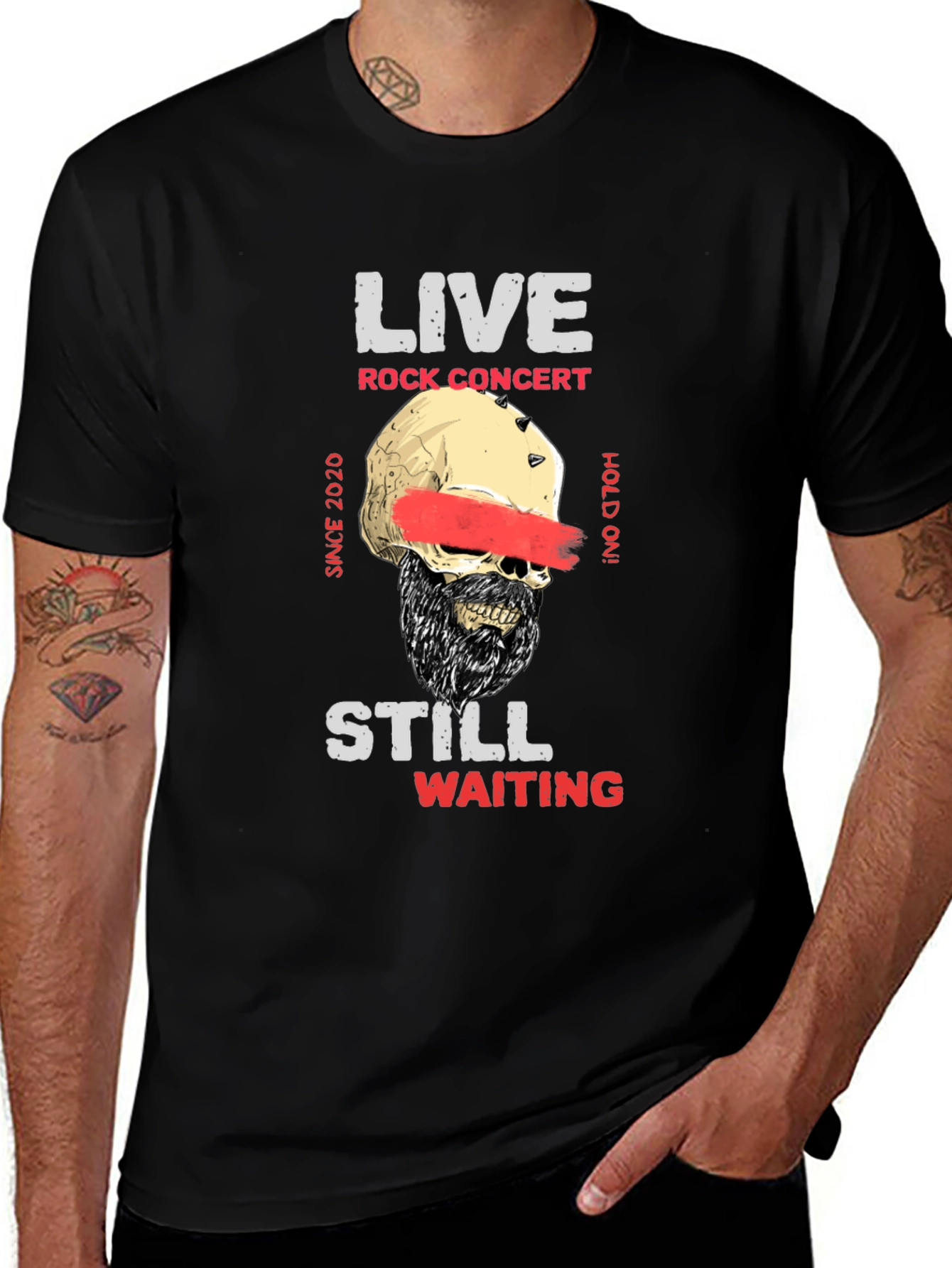 Live Rock Concert Skull Graphic T-Shirt