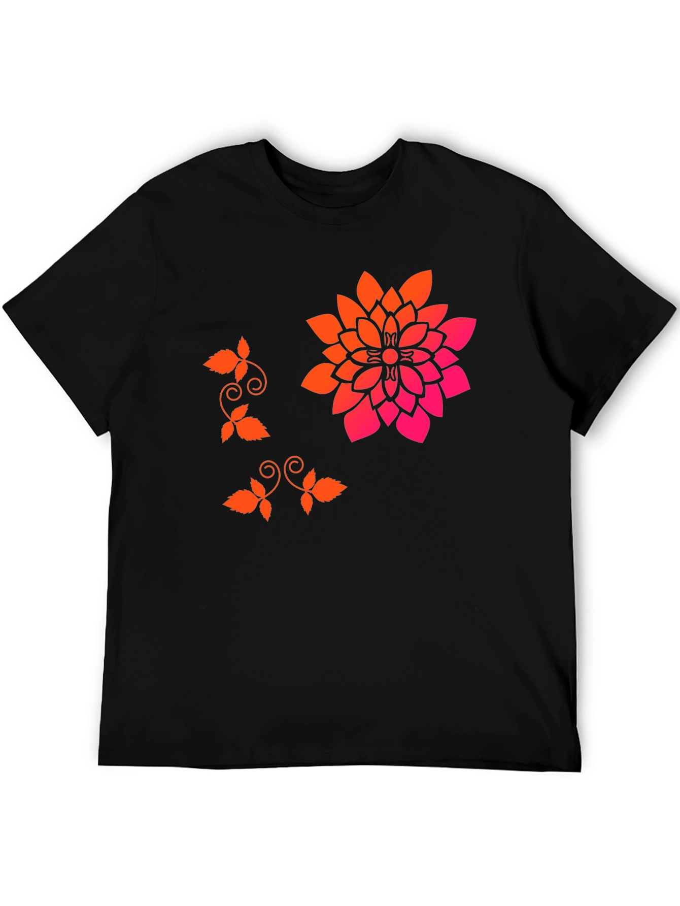 Stylish Black T-Shirt with Floral Accent
