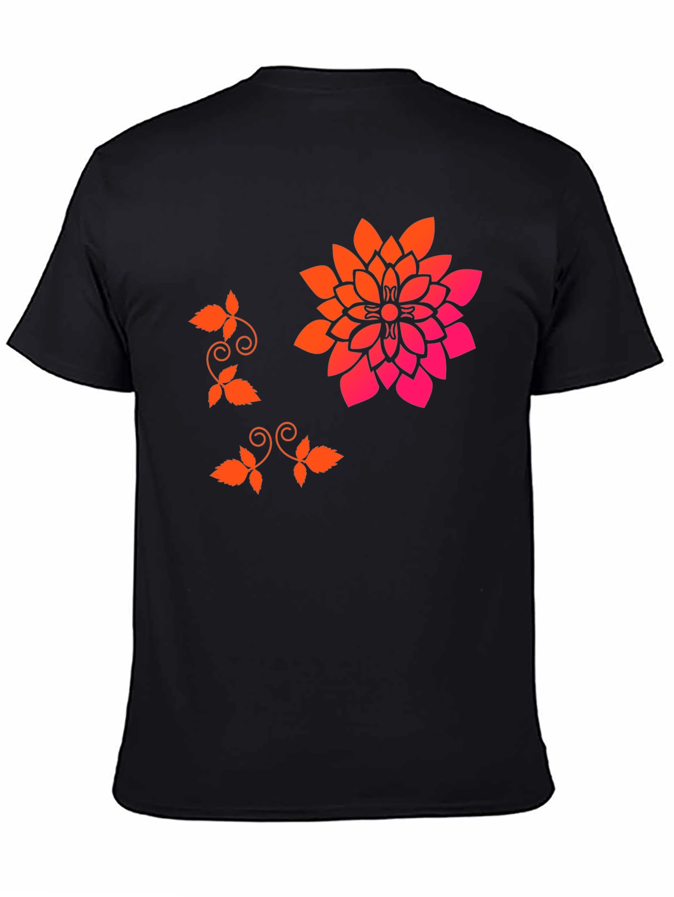Stylish Black T-Shirt with Floral Accent