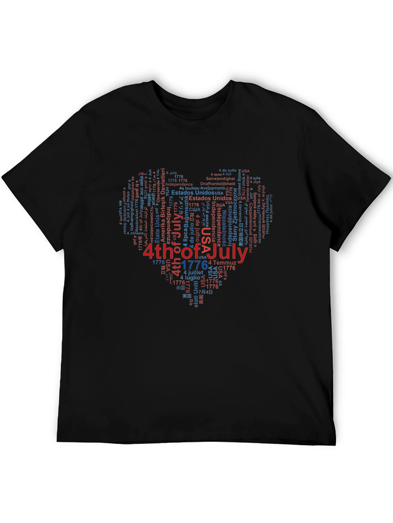 4th of July Heart Word Art Graphic T-Shirt