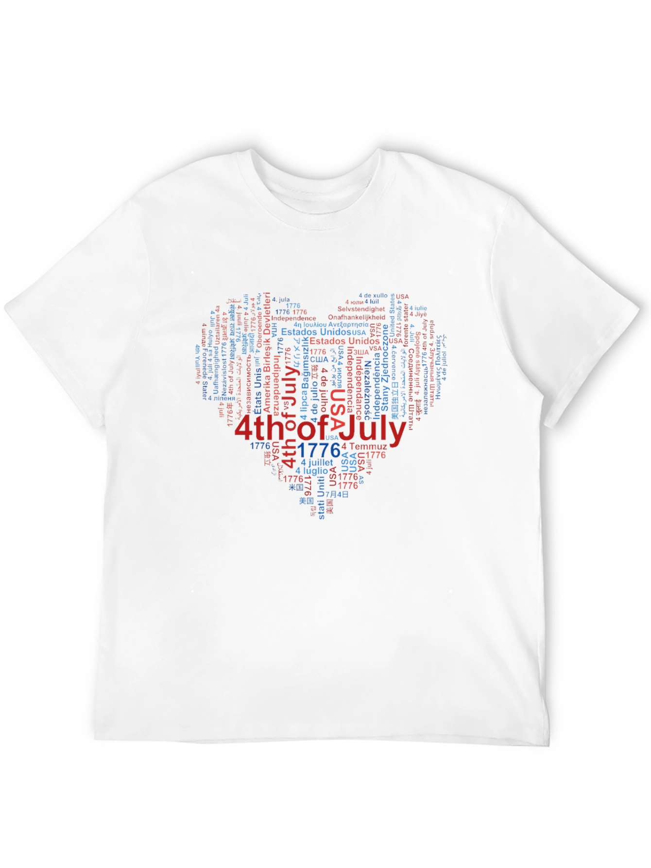 4th of July Heart Word Art Graphic T-Shirt
