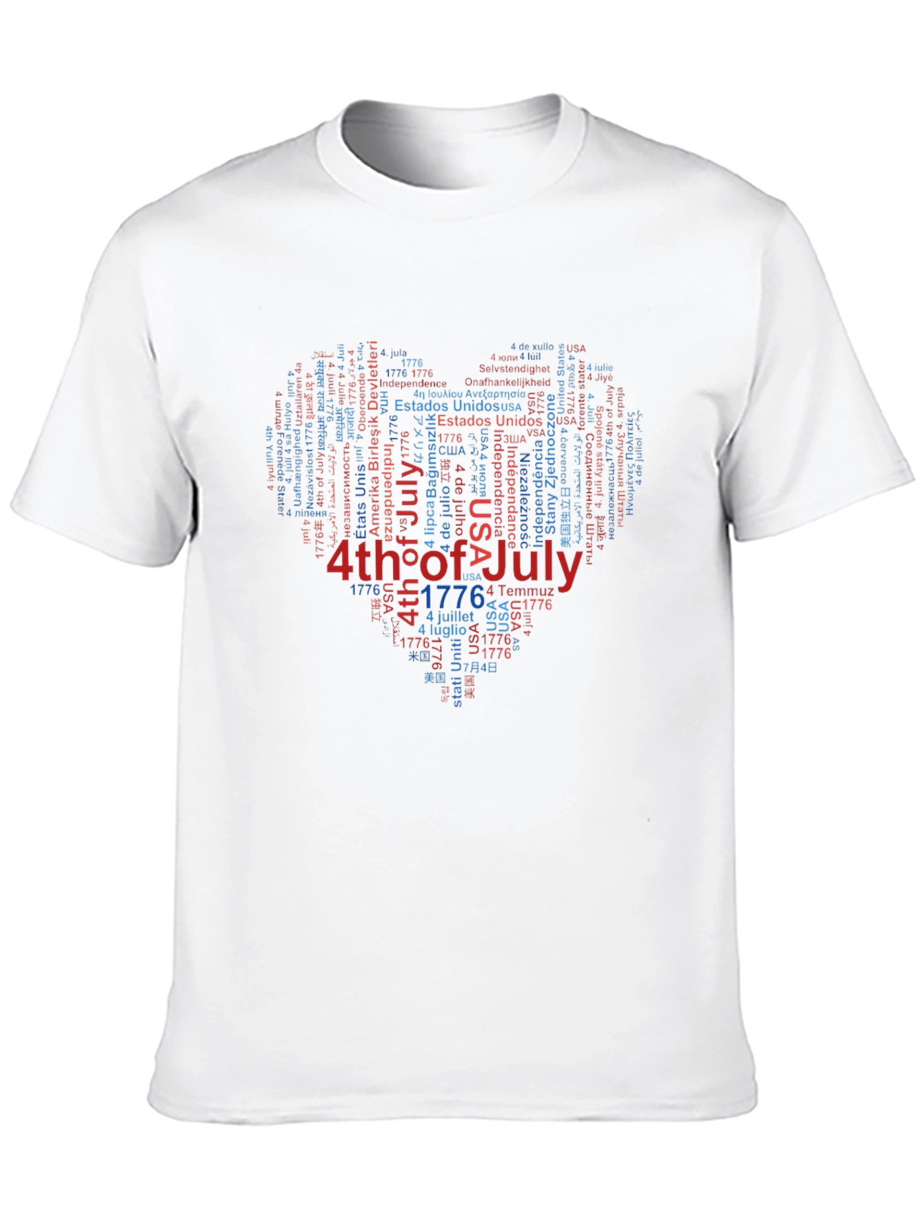 4th of July Heart Word Art Graphic T-Shirt