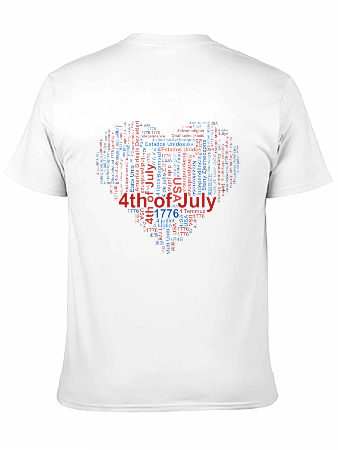 4th of July Heart Word Art Graphic T-Shirt