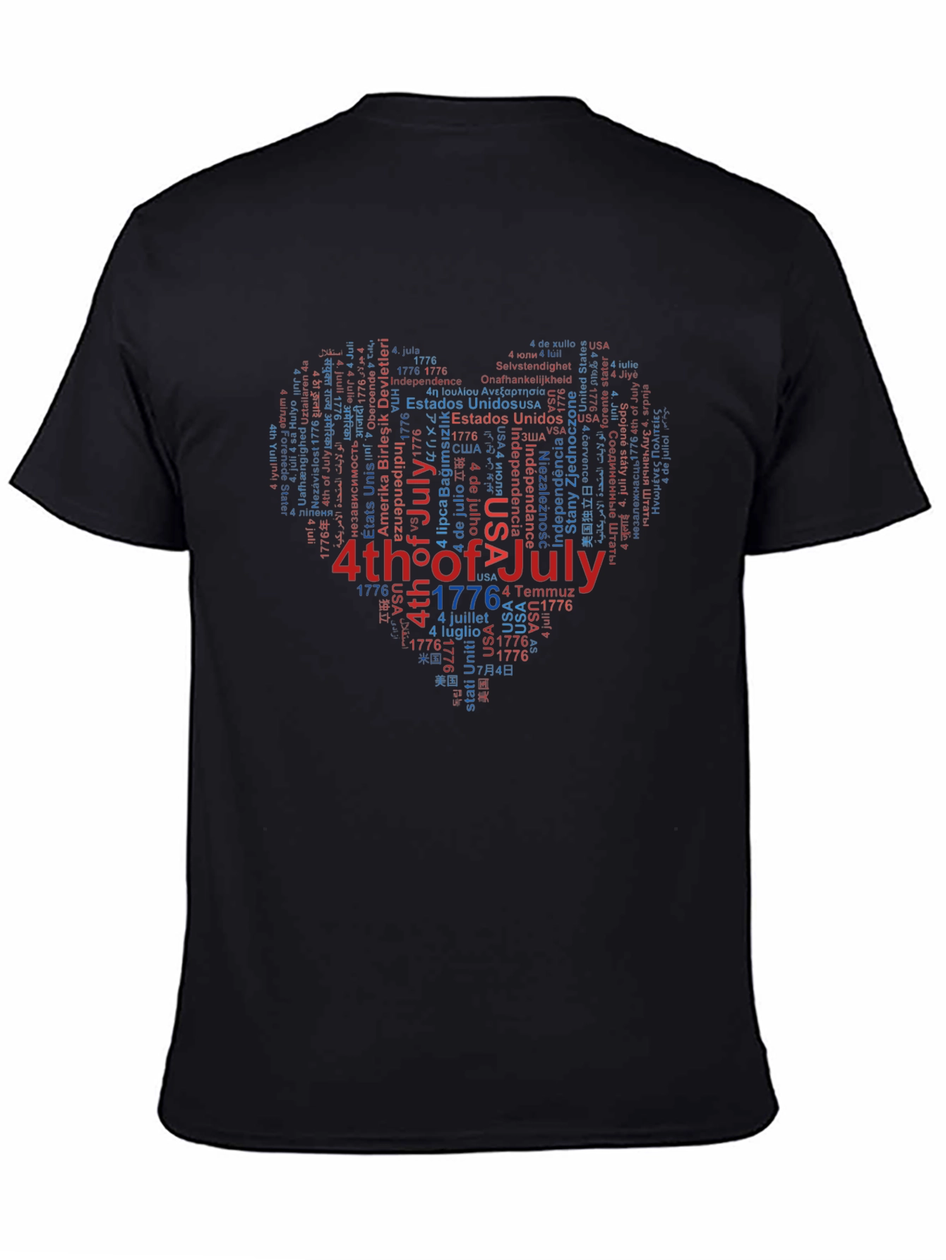 4th of July Heart Word Art Graphic T-Shirt