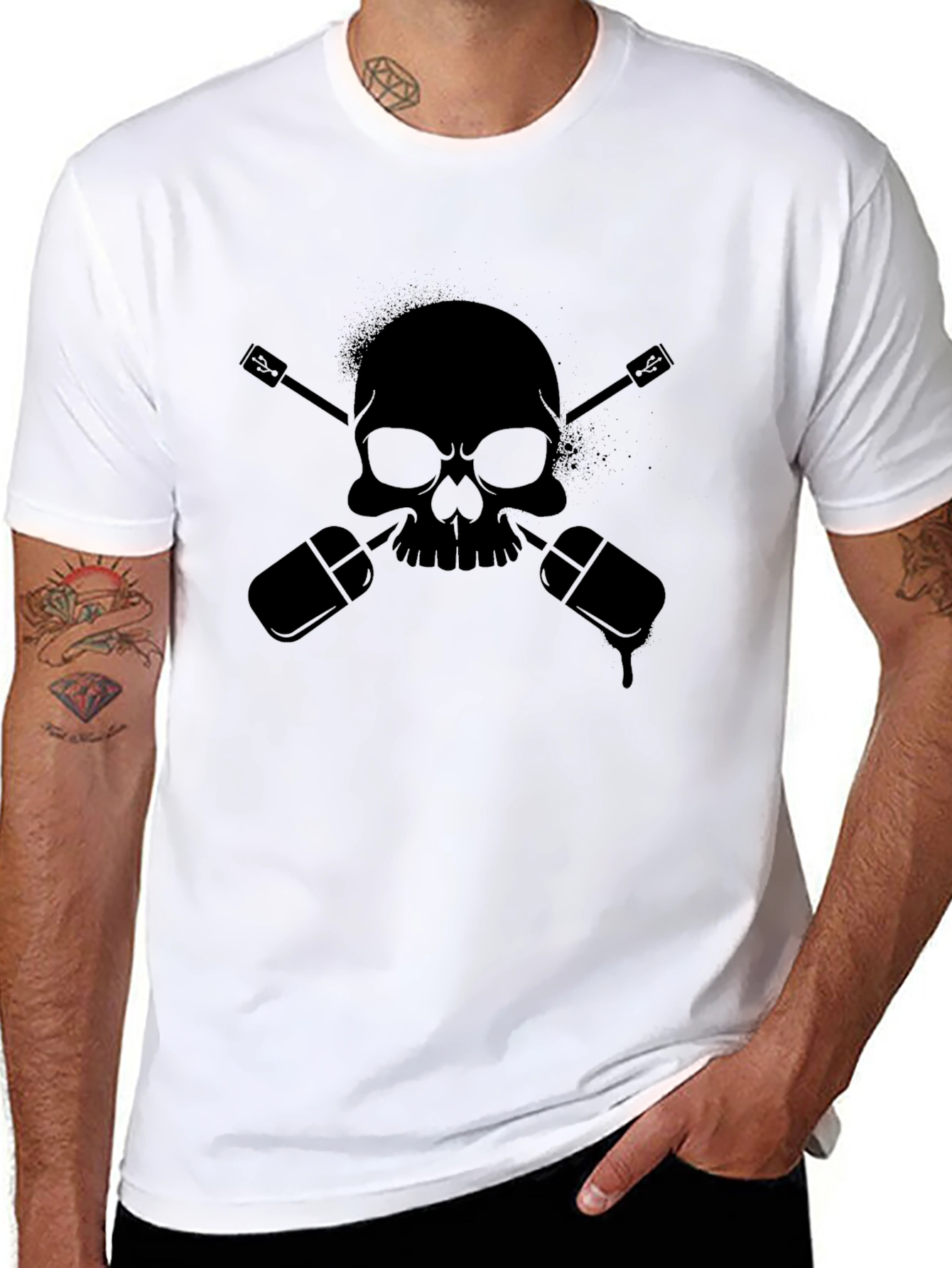 Skull & Nail Polish T-Shirt - Edgy Style
