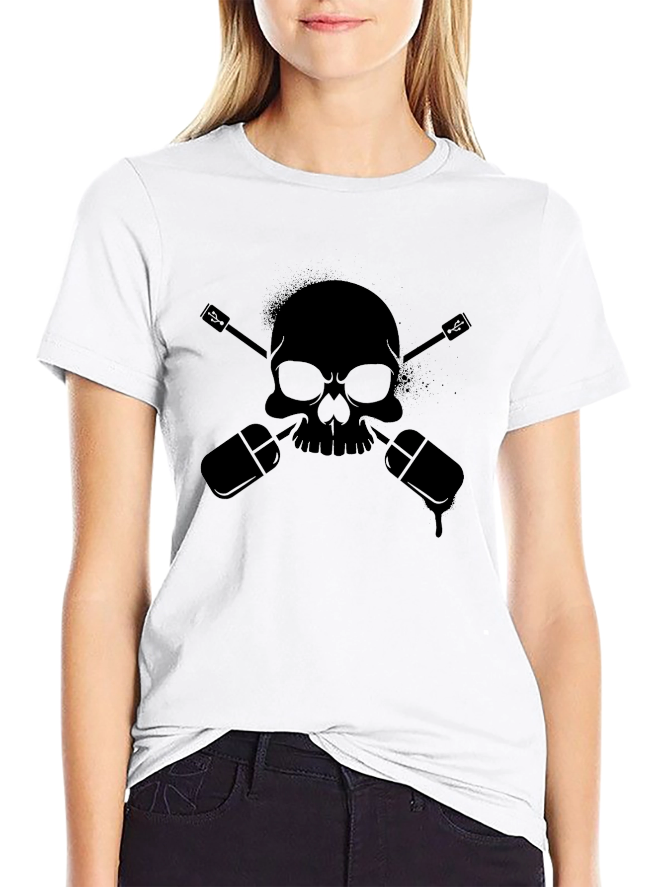 Skull & Nail Polish T-Shirt - Edgy Style