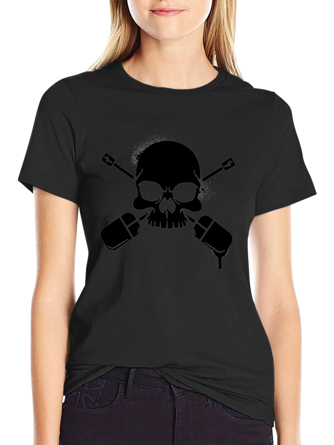 Skull & Nail Polish T-Shirt - Edgy Style