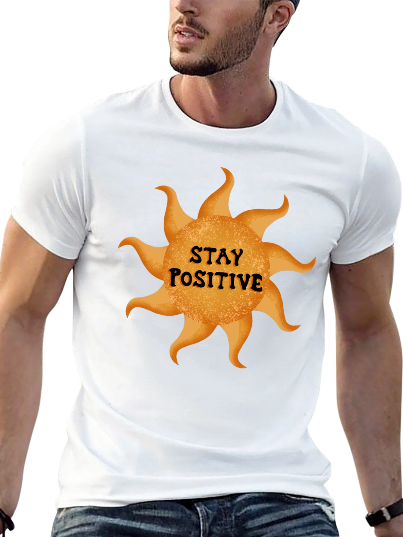 Stay Positive Sun Graphic Black T-Shirt