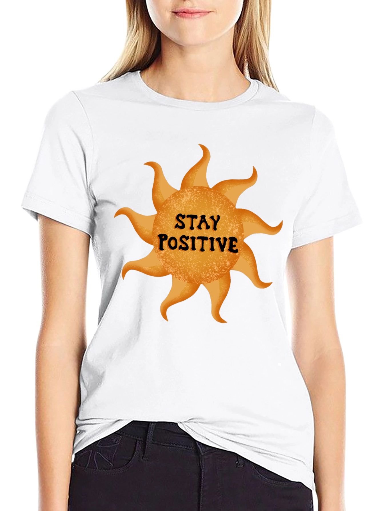 Stay Positive Sun Graphic Black T-Shirt