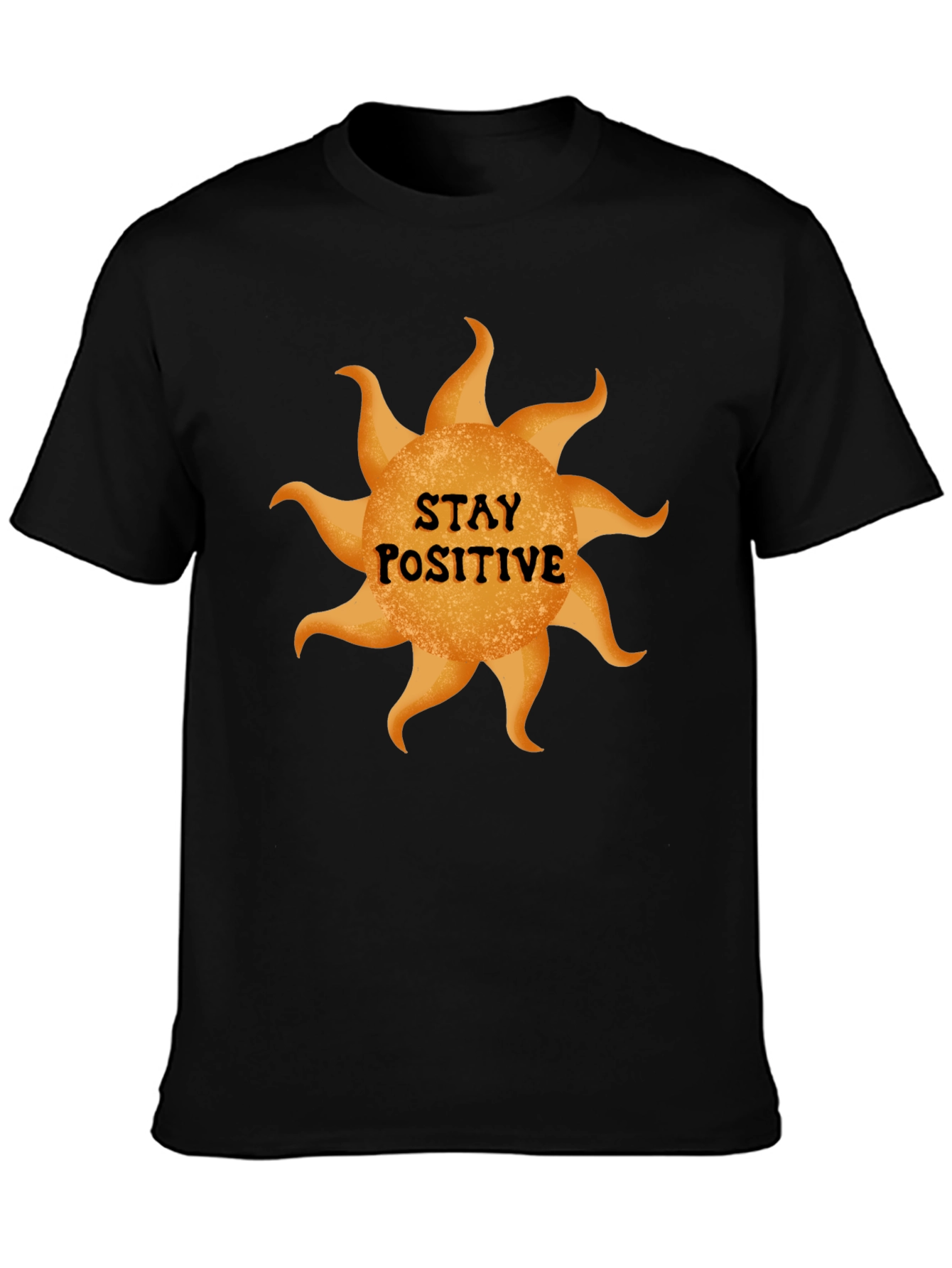 Stay Positive Sun Graphic Black T-Shirt