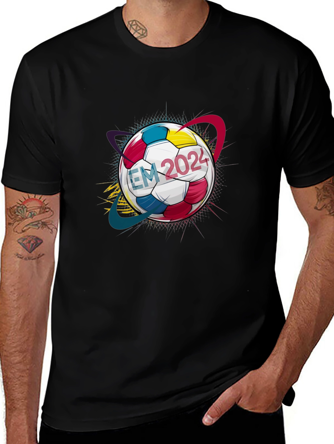 EM 2024 Soccer Ball Graphic Tee - Black