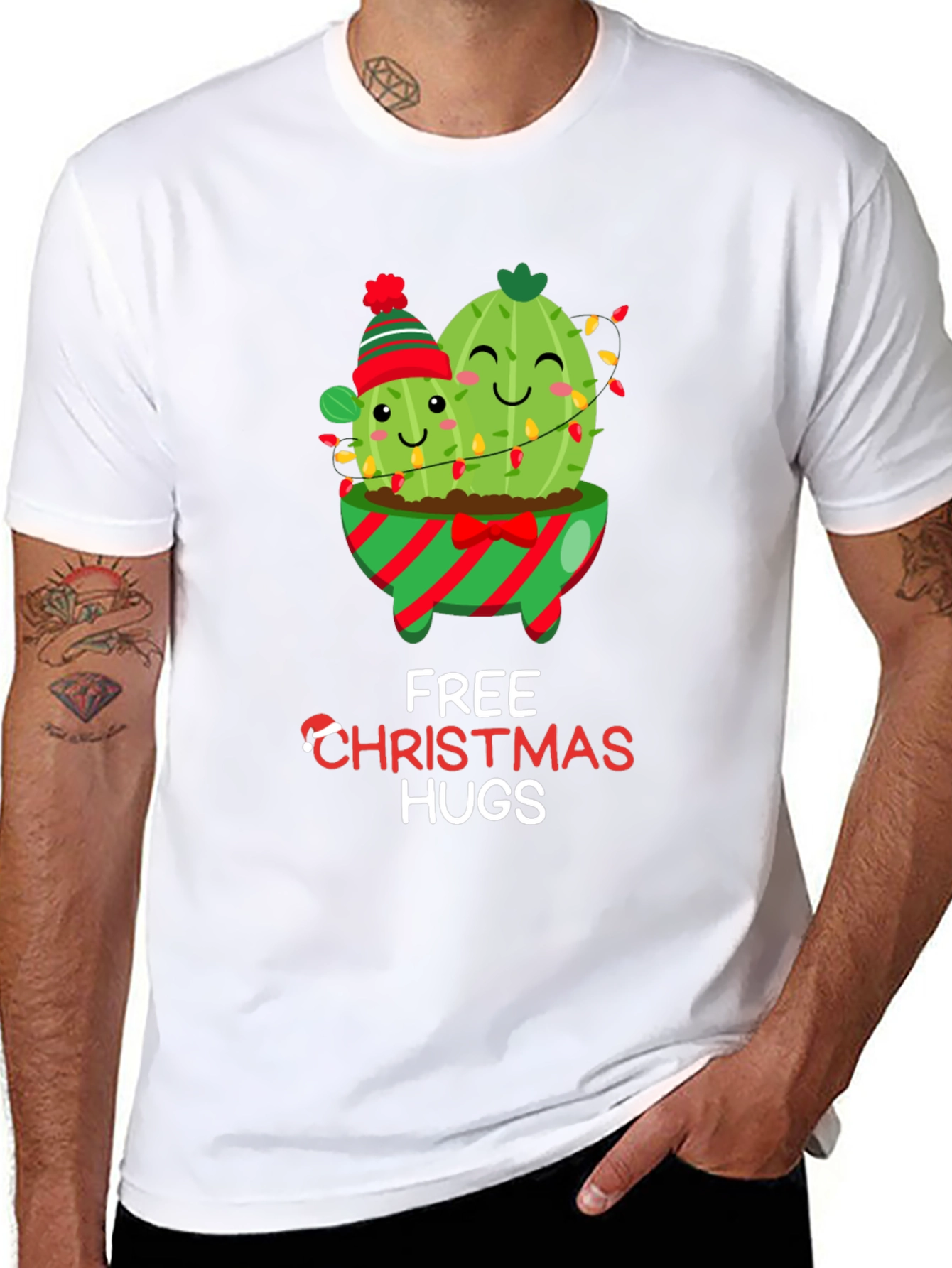 Christmas Cactus Hugs T-Shirt
