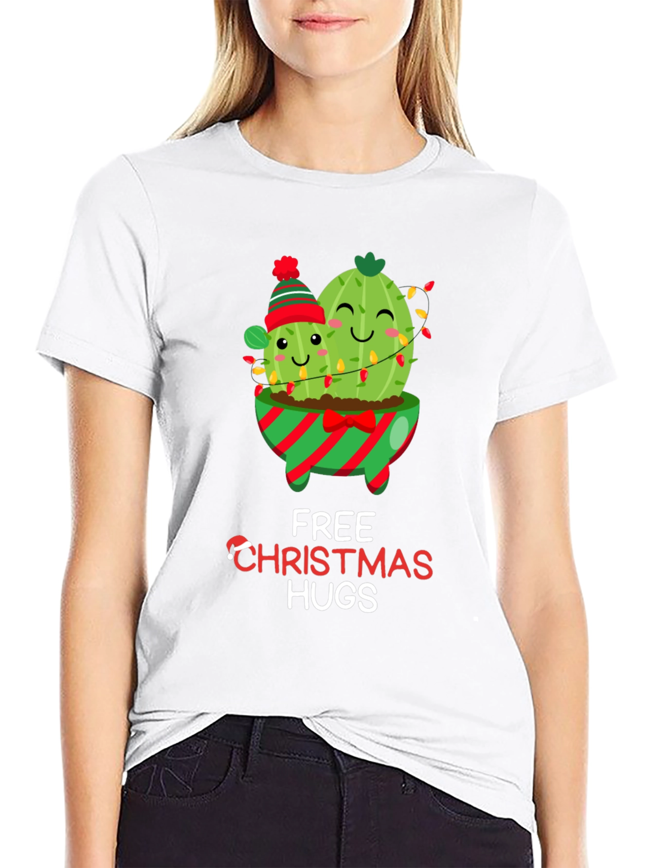 Christmas Cactus Hugs T-Shirt