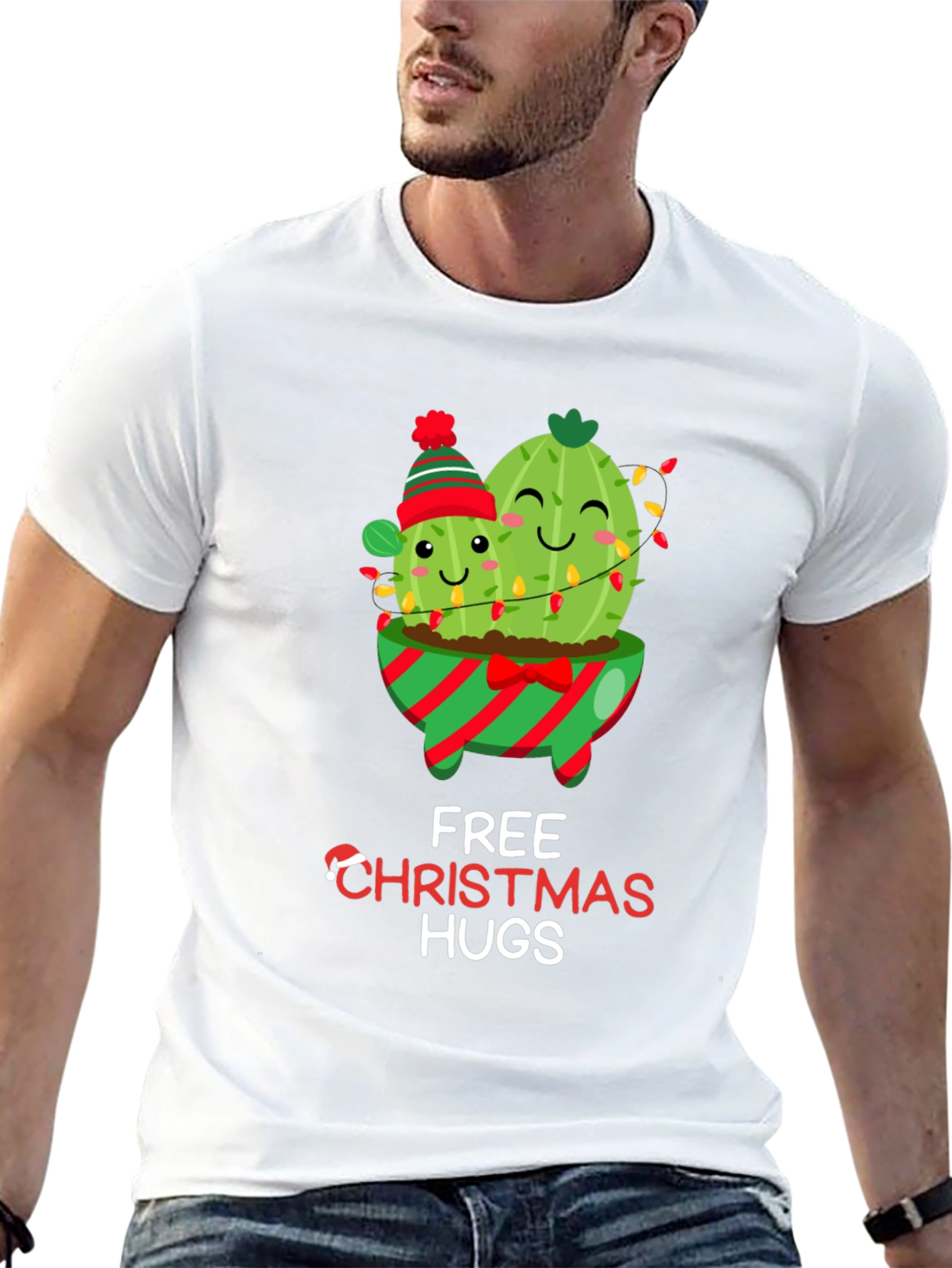 Christmas Cactus Hugs T-Shirt