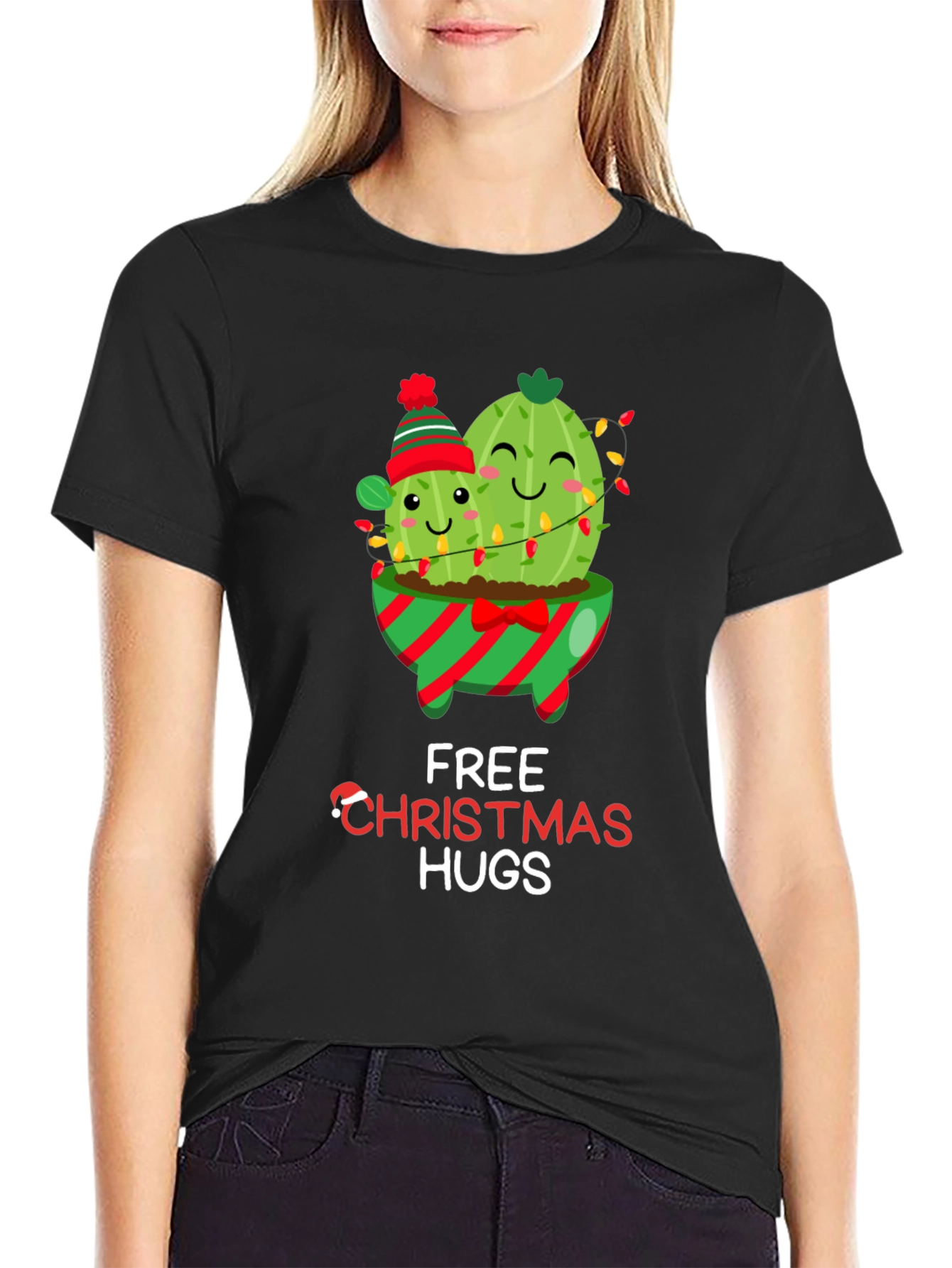 Christmas Cactus Hugs T-Shirt