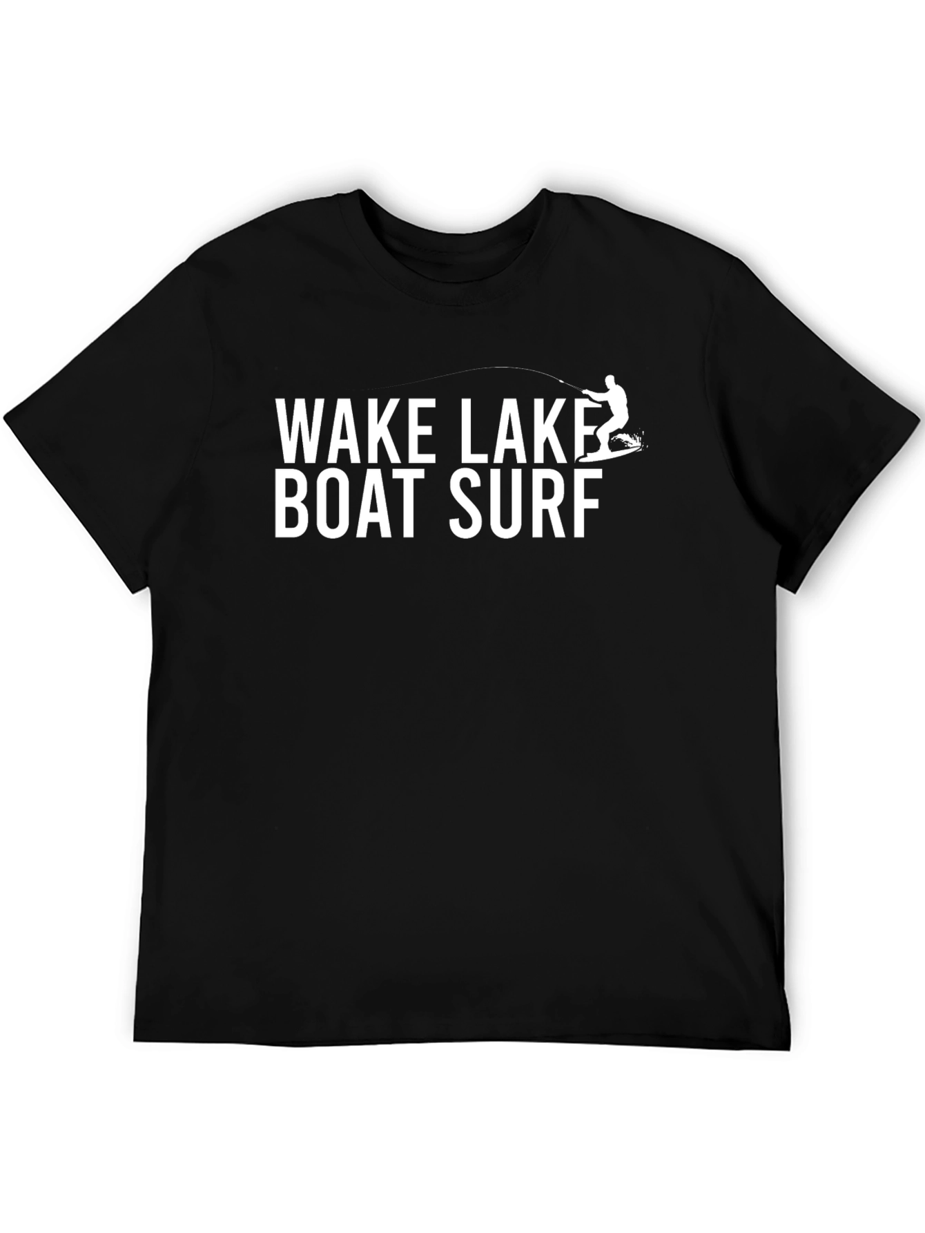 Wake Lake Boat Surf Black Graphic Tee