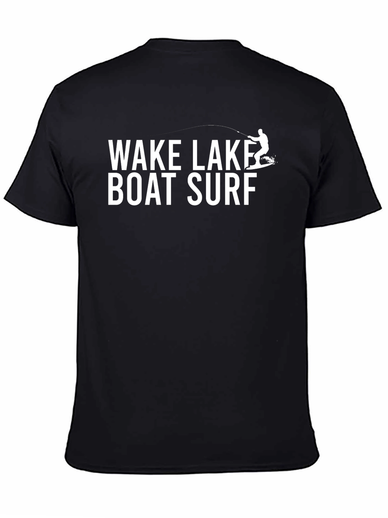 Wake Lake Boat Surf Black Graphic Tee