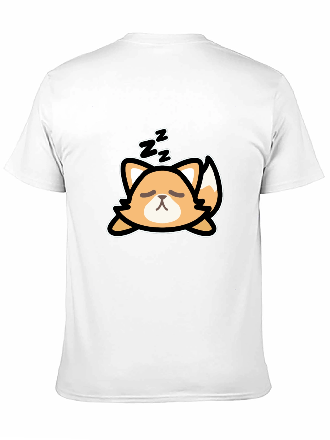 Cute Sleeping Fox Graphic Tee - Black Cotton T-Shirt