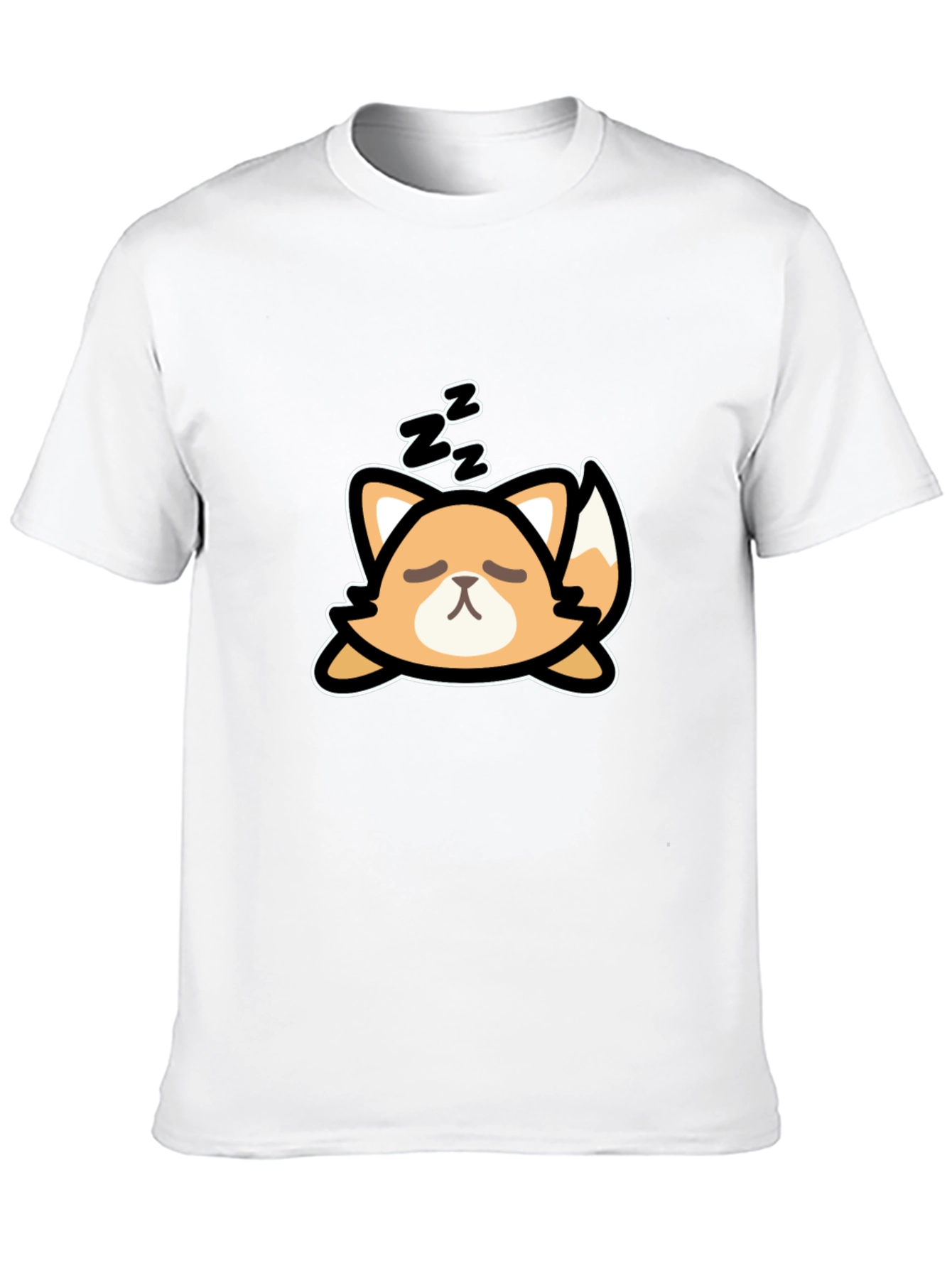 Cute Sleeping Fox Graphic Tee - Black Cotton T-Shirt