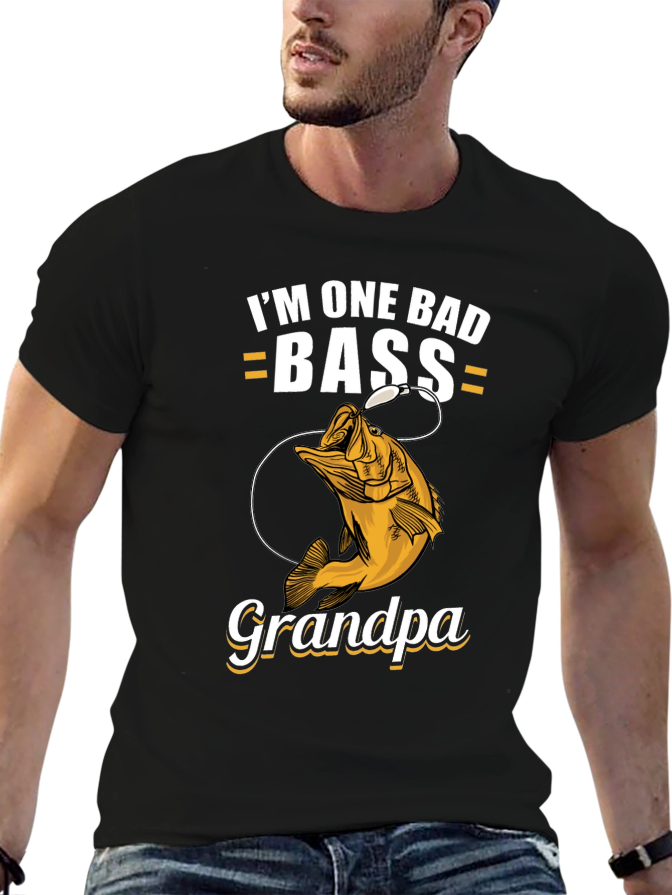 Im One Bad Bass Grandpa T-Shirt Fishing