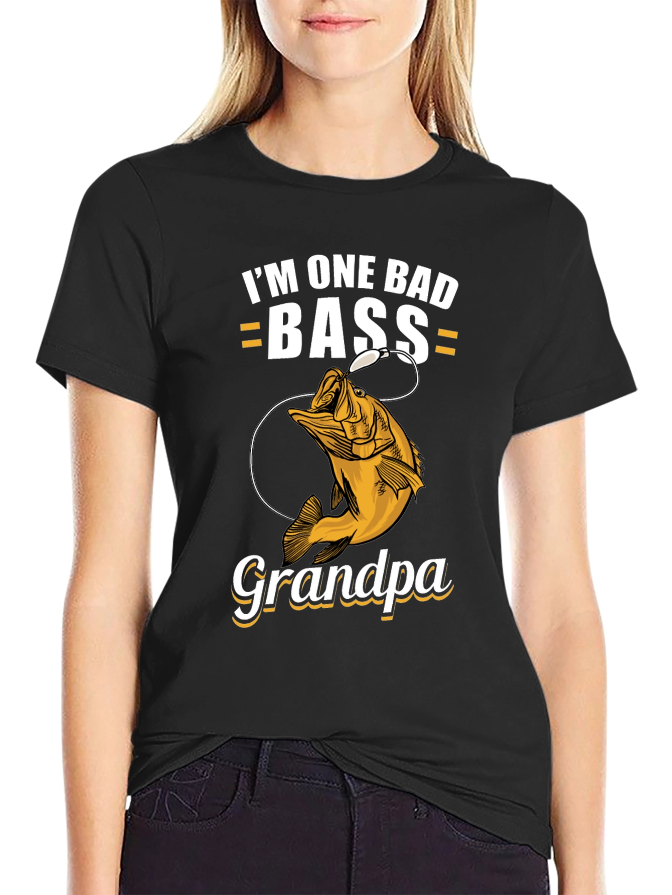 Im One Bad Bass Grandpa T-Shirt Fishing
