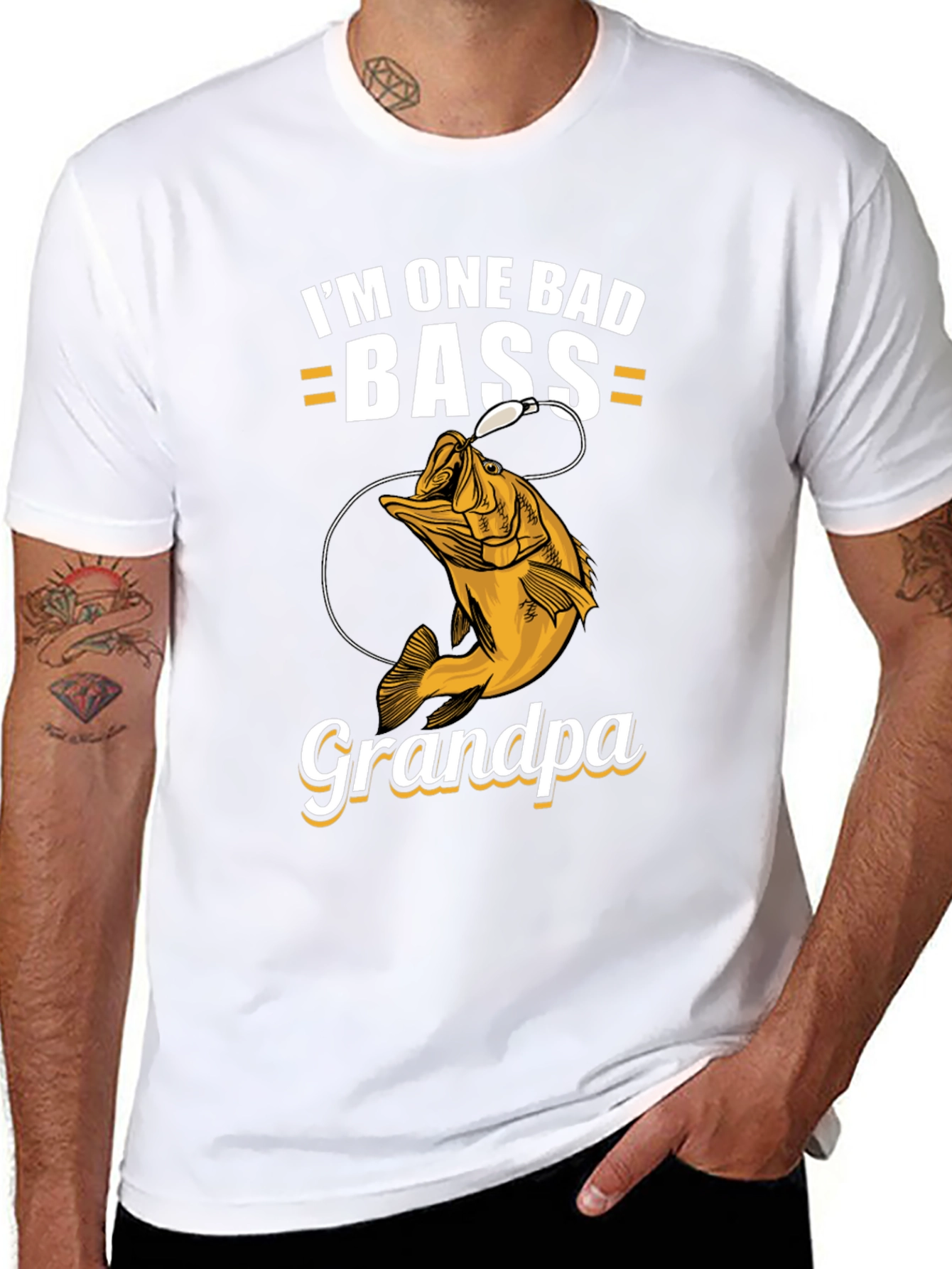 Im One Bad Bass Grandpa T-Shirt Fishing